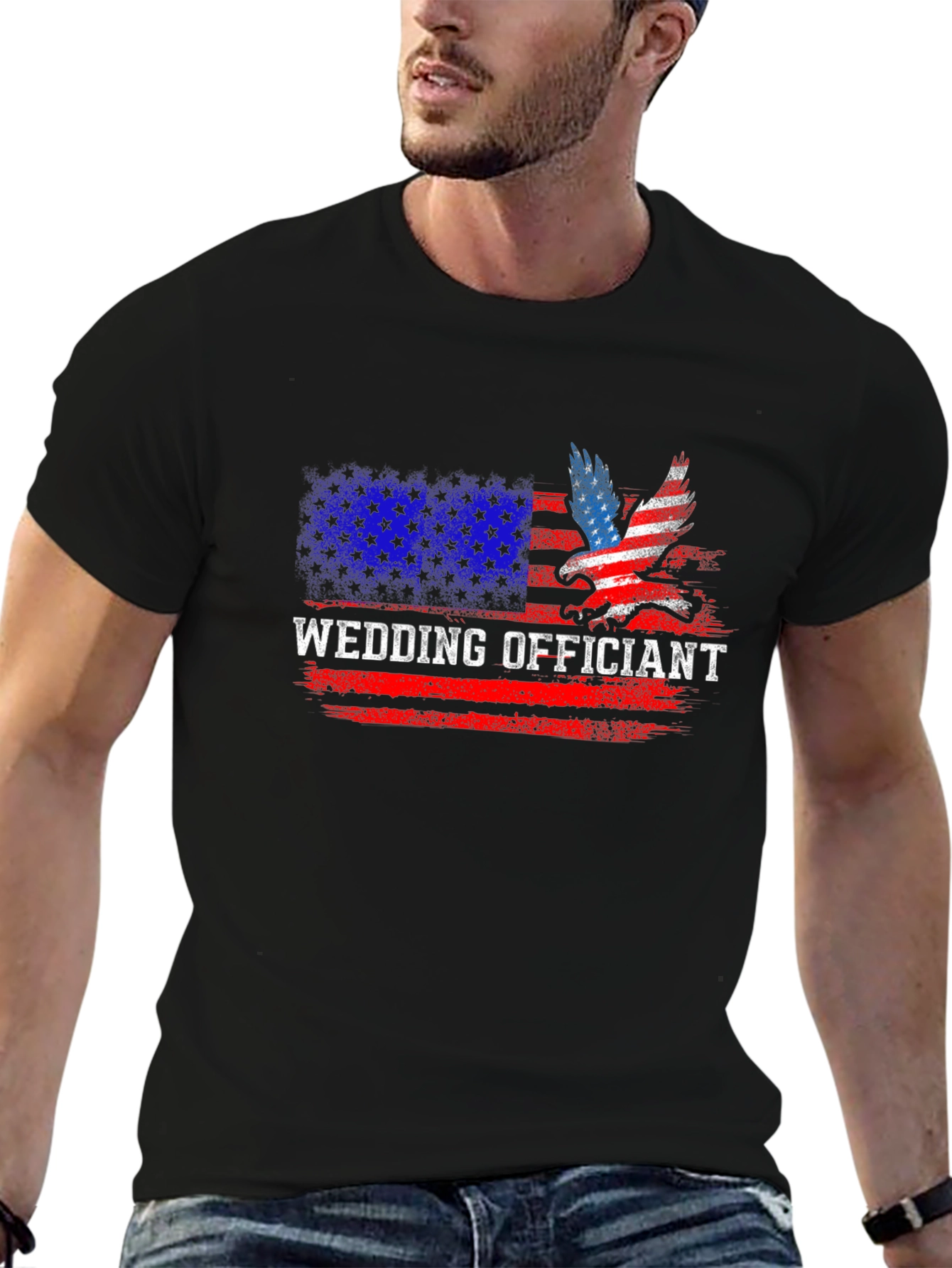 Wedding Officiant Patriotic American Flag T-Shirt