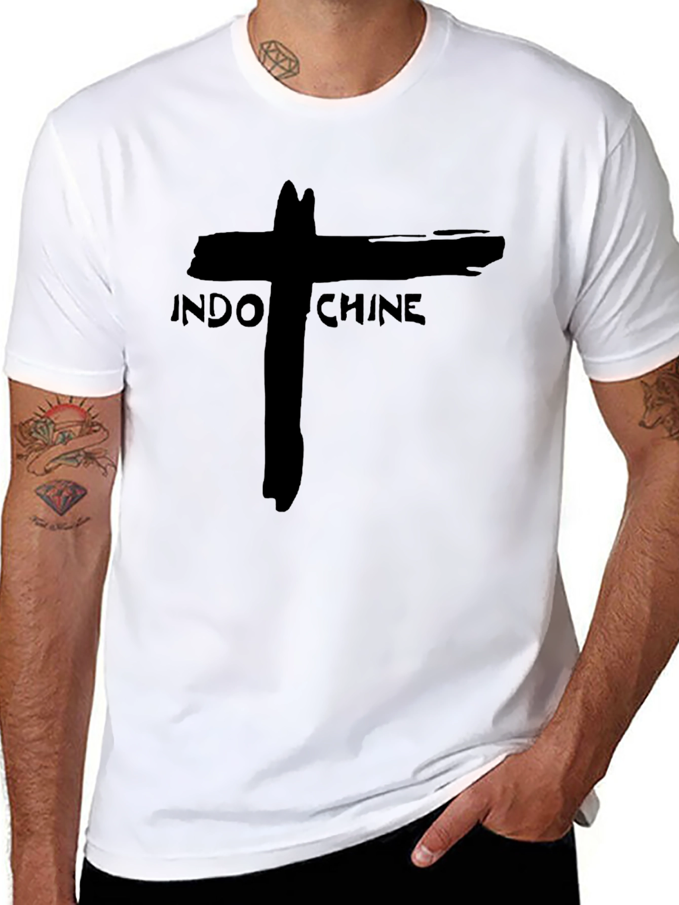 Indochine Band Graphic Tee - Black Cotton T-Shirt