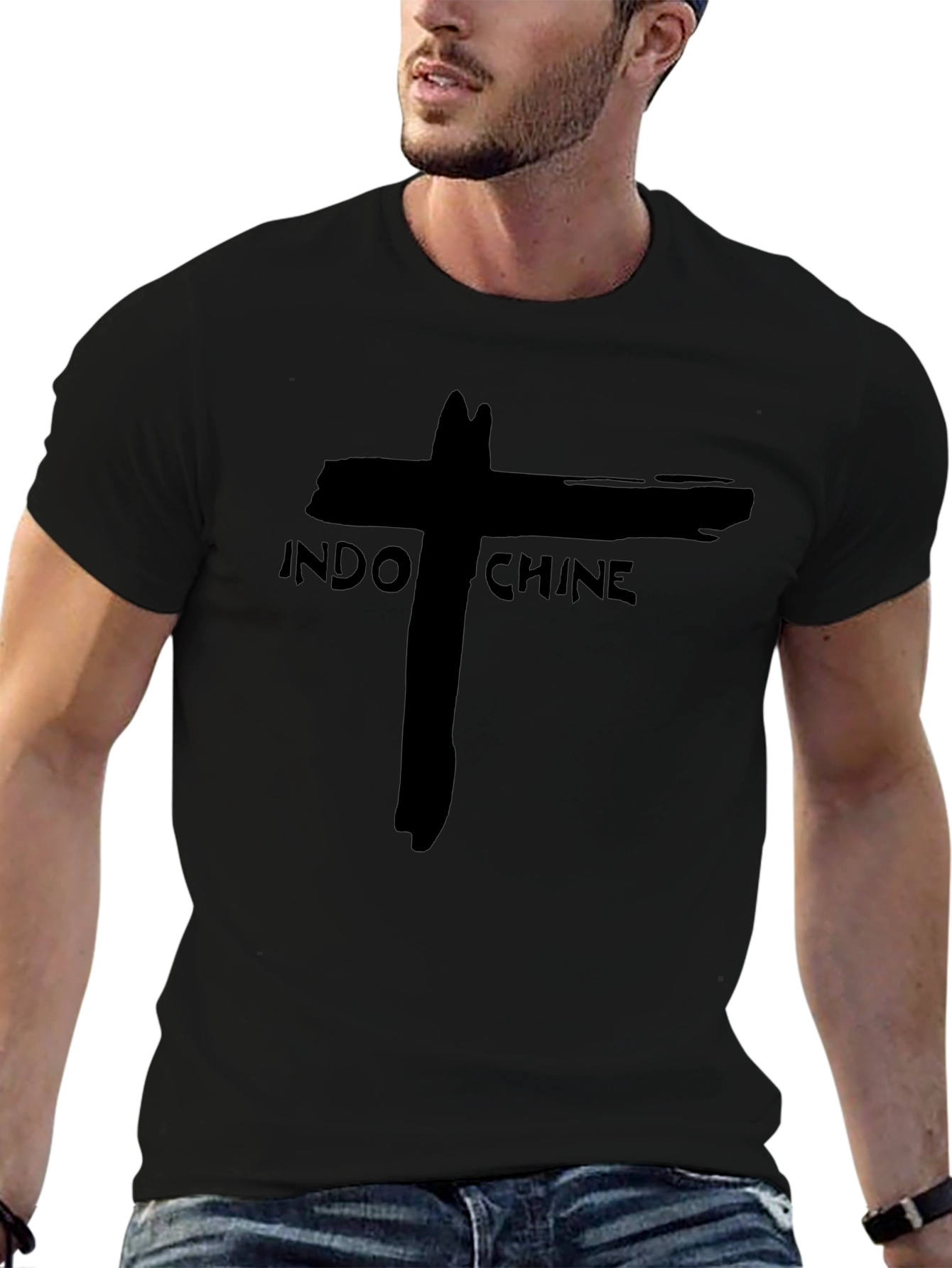 Indochine Band Graphic Tee - Black Cotton T-Shirt