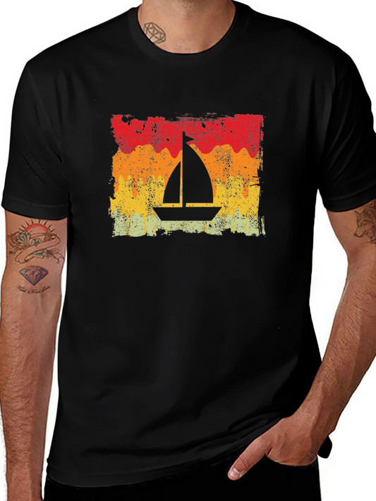 Vintage Sailboat Graphic Tee - Retro Style