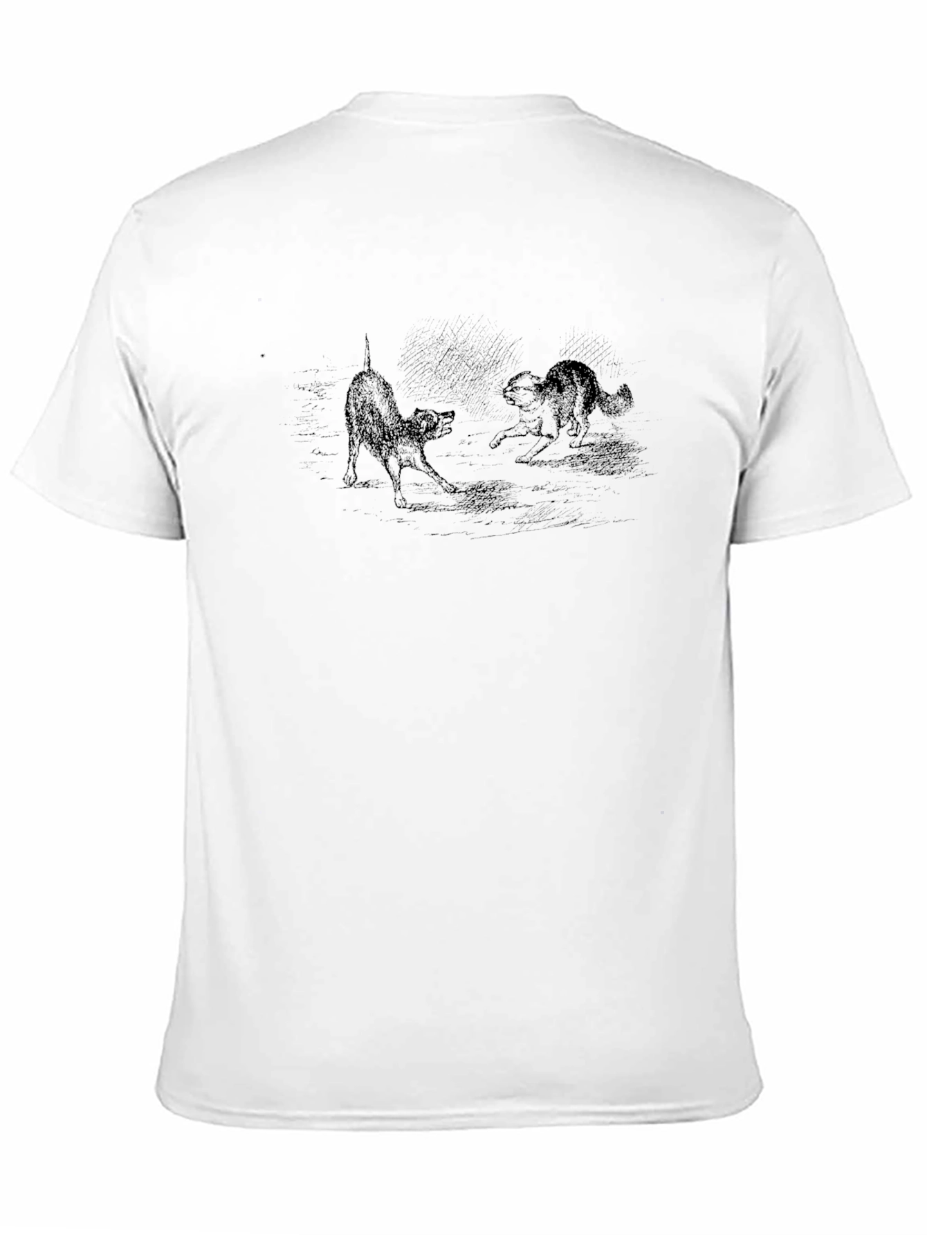 Black T-Shirt with Cat Illustration
