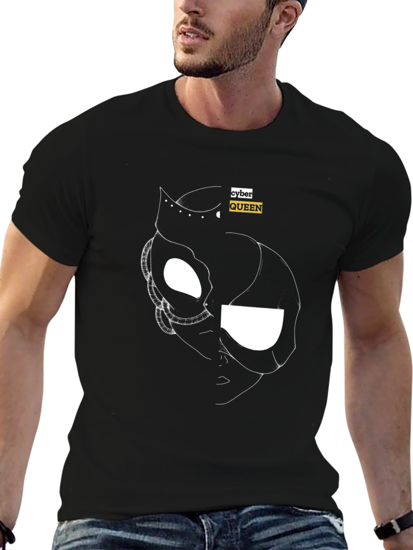 Cyber Queen Black Graphic Tee - Modern Streetwear