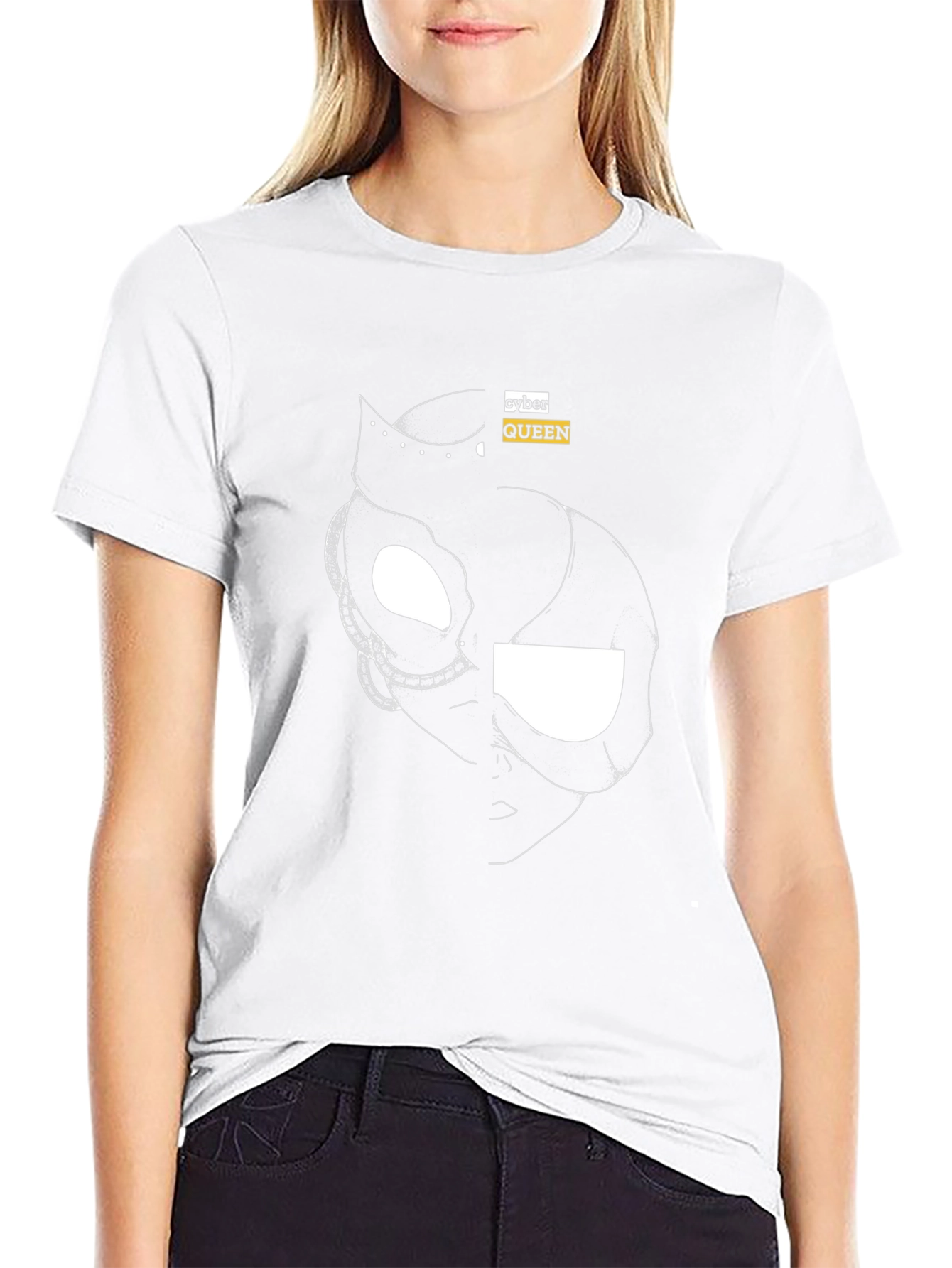 Cyber Queen Black Graphic Tee - Modern Streetwear