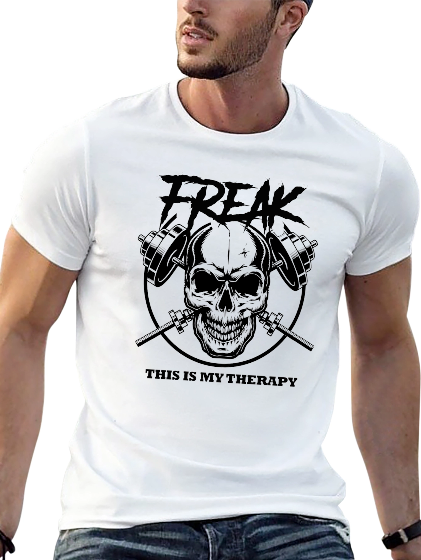Freak Therapy Skull Graphic Tee - Black
