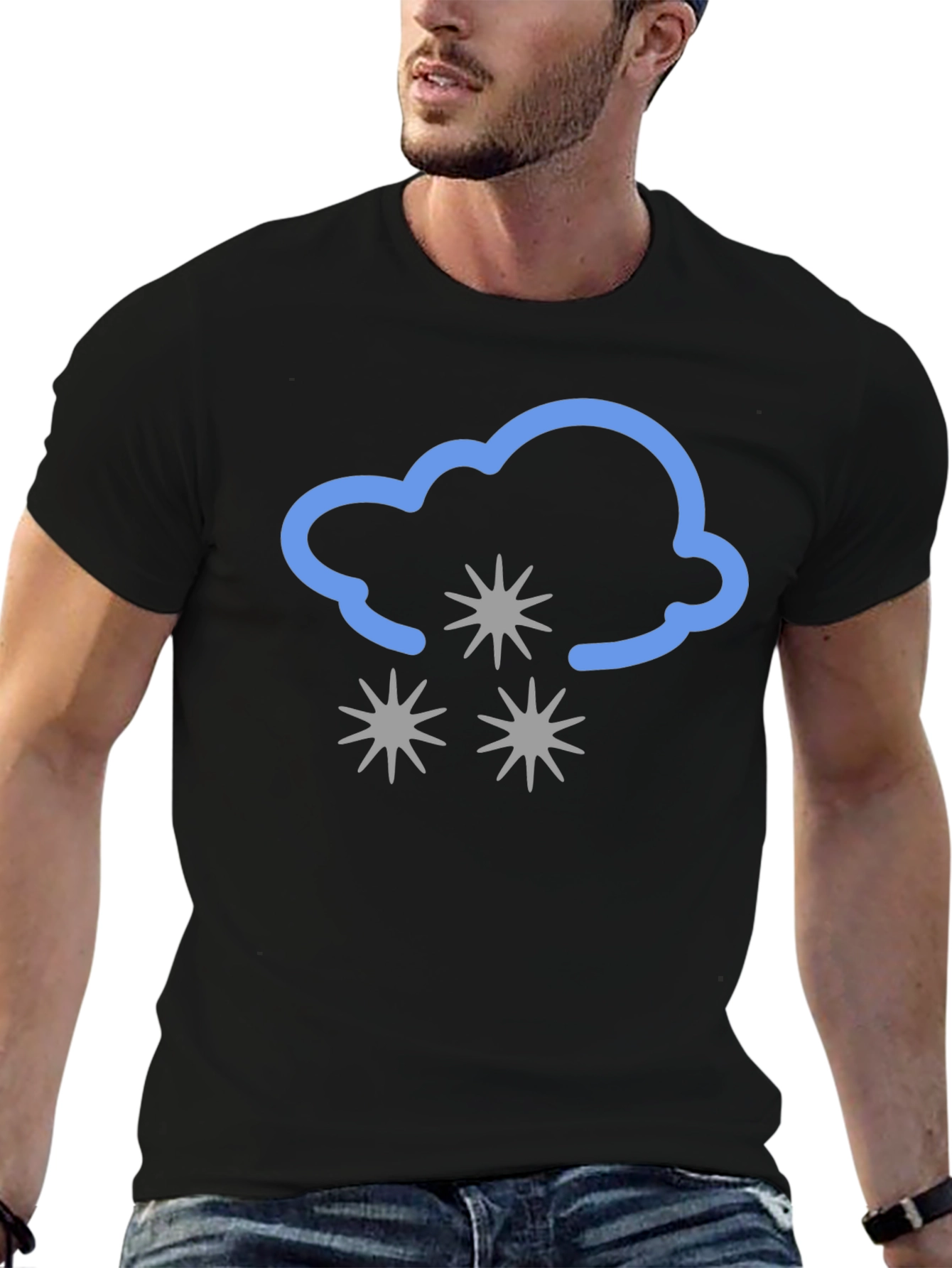 Snowy Cloud Graphic Tee - Black