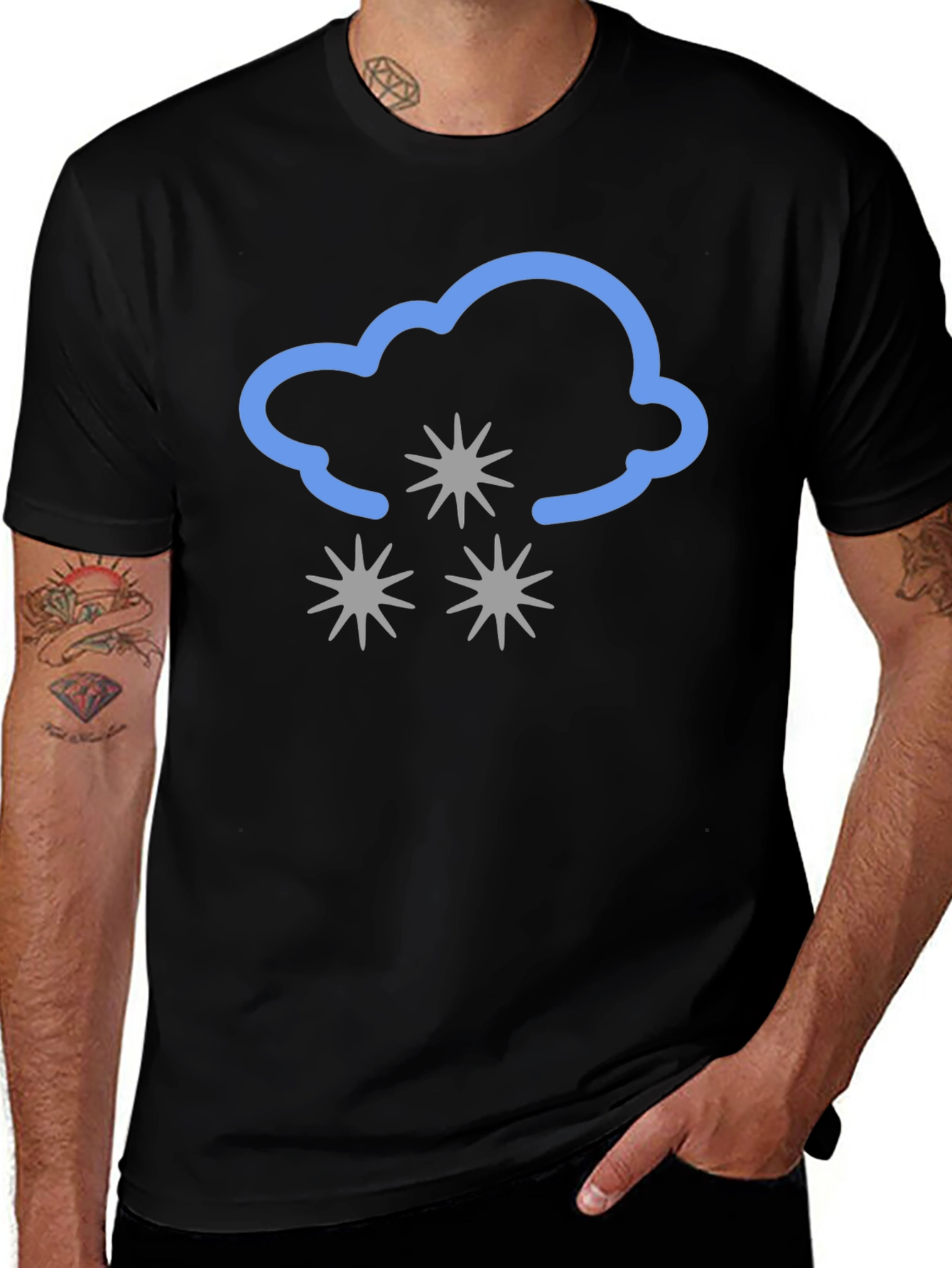 Snowy Cloud Graphic Tee - Black