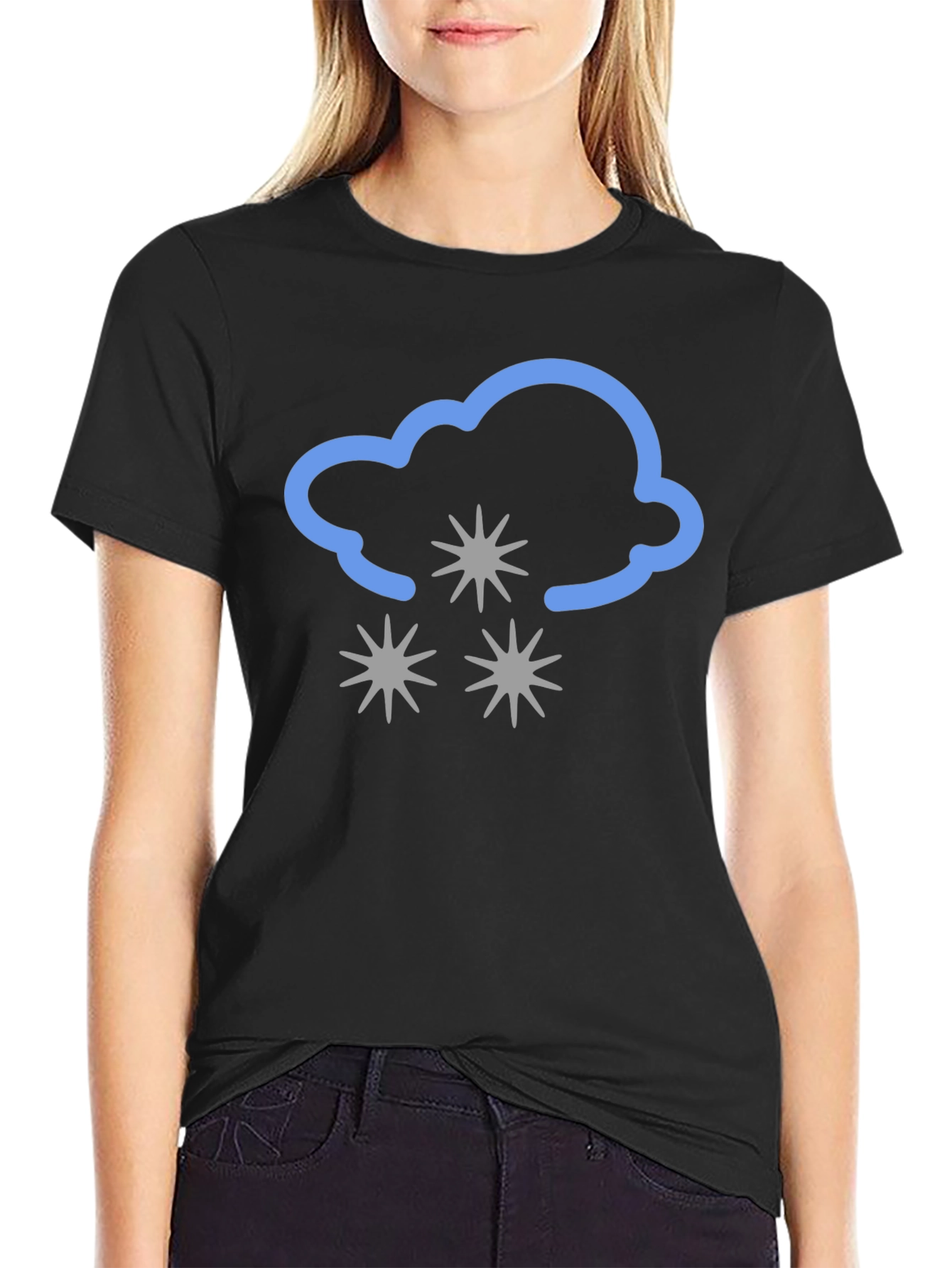 Snowy Cloud Graphic Tee - Black