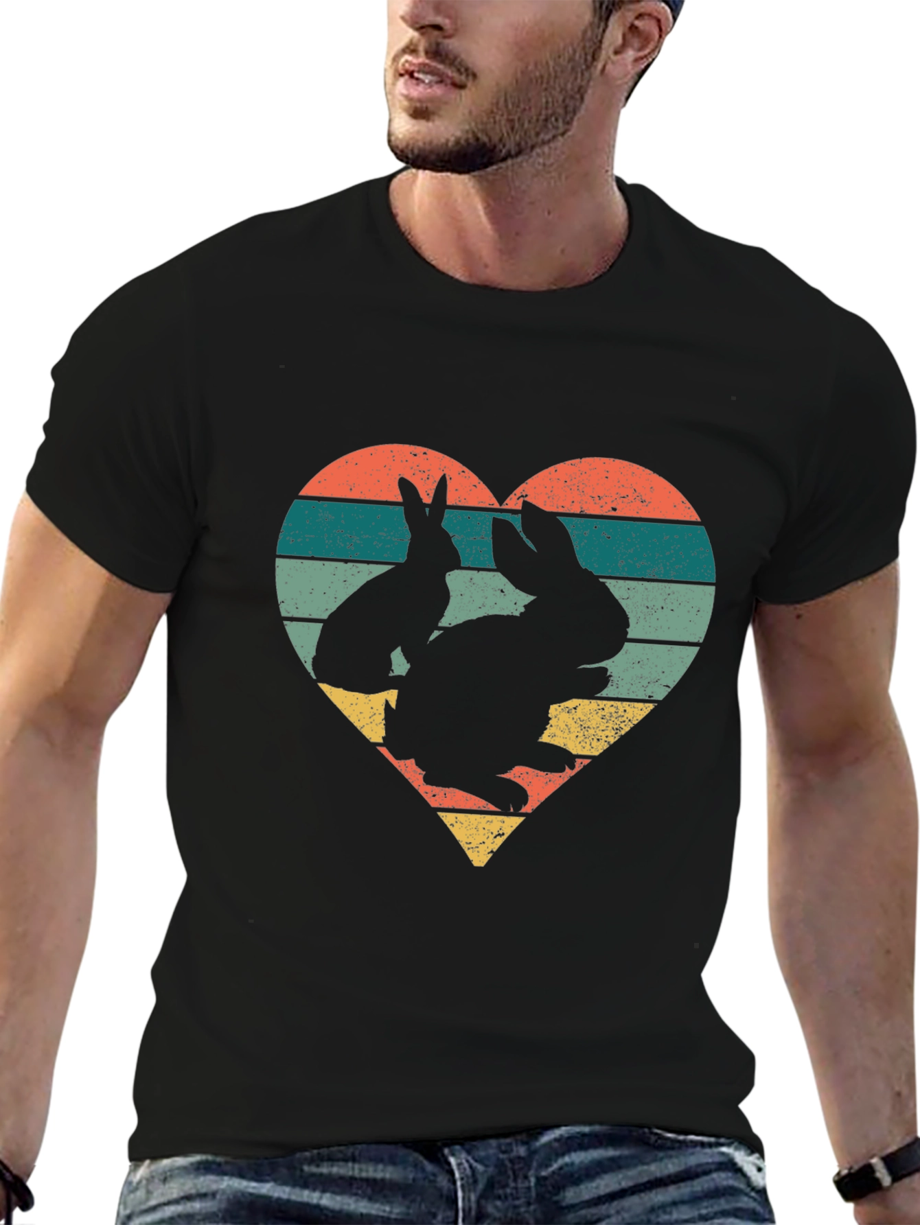 Retro Easter Bunny Heart Graphic Tee