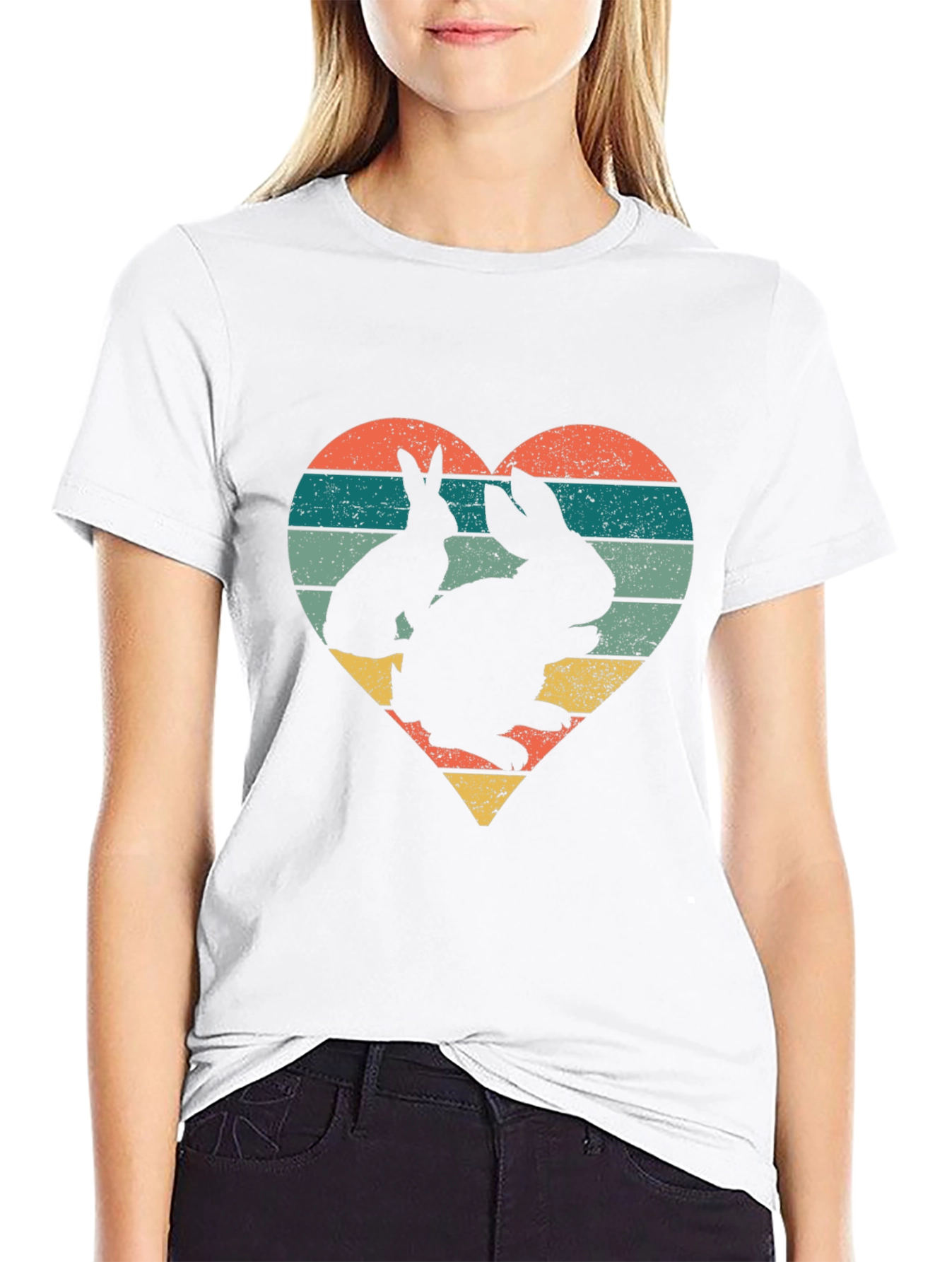 Retro Easter Bunny Heart Graphic Tee