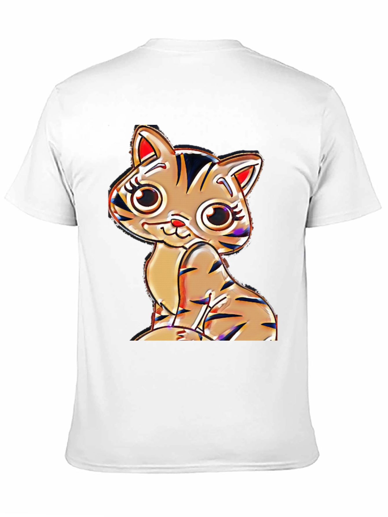 Cute Cartoon Cat T-Shirt - Black Cotton Blend