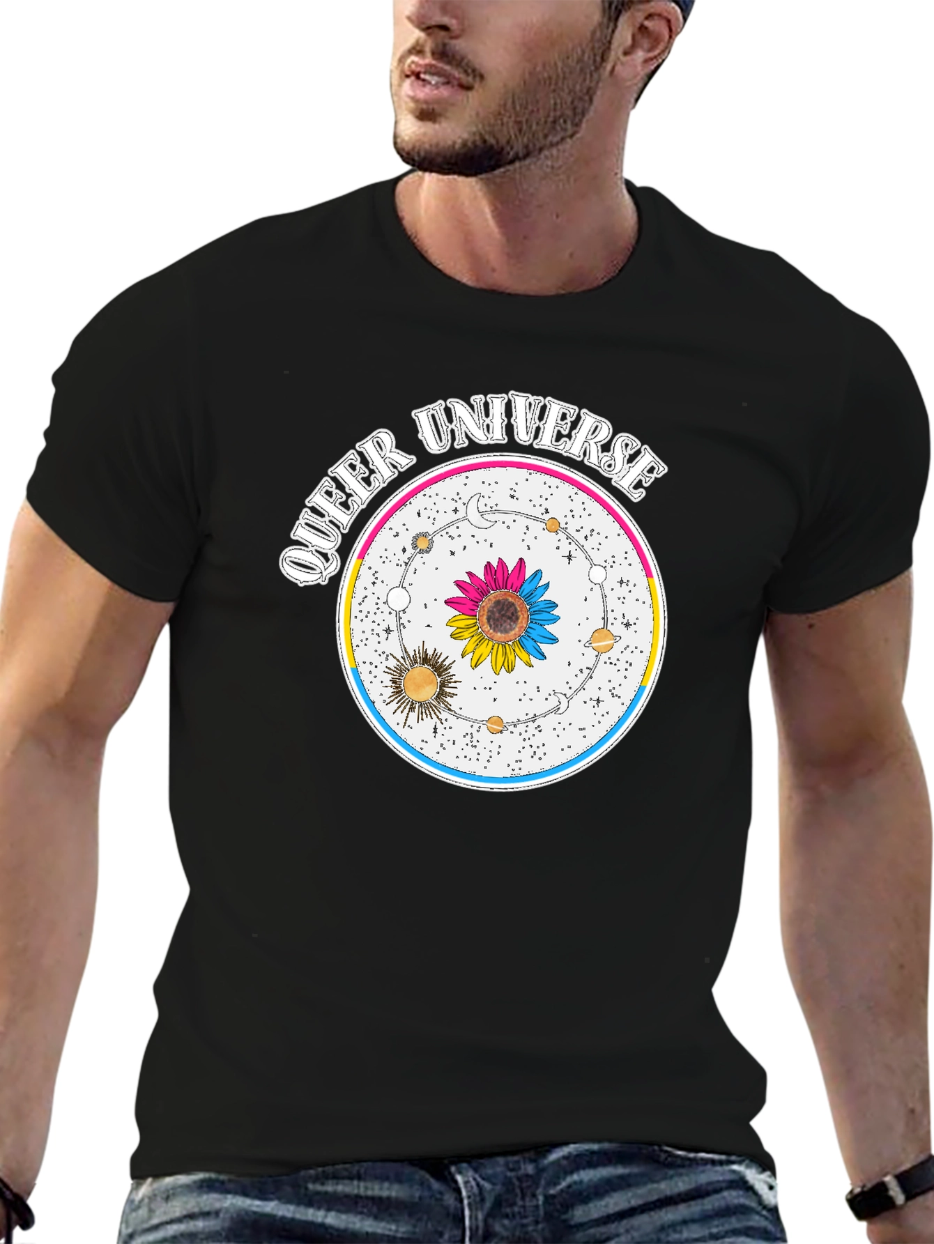 Queer Universe Black T-Shirt Pansexual Pride