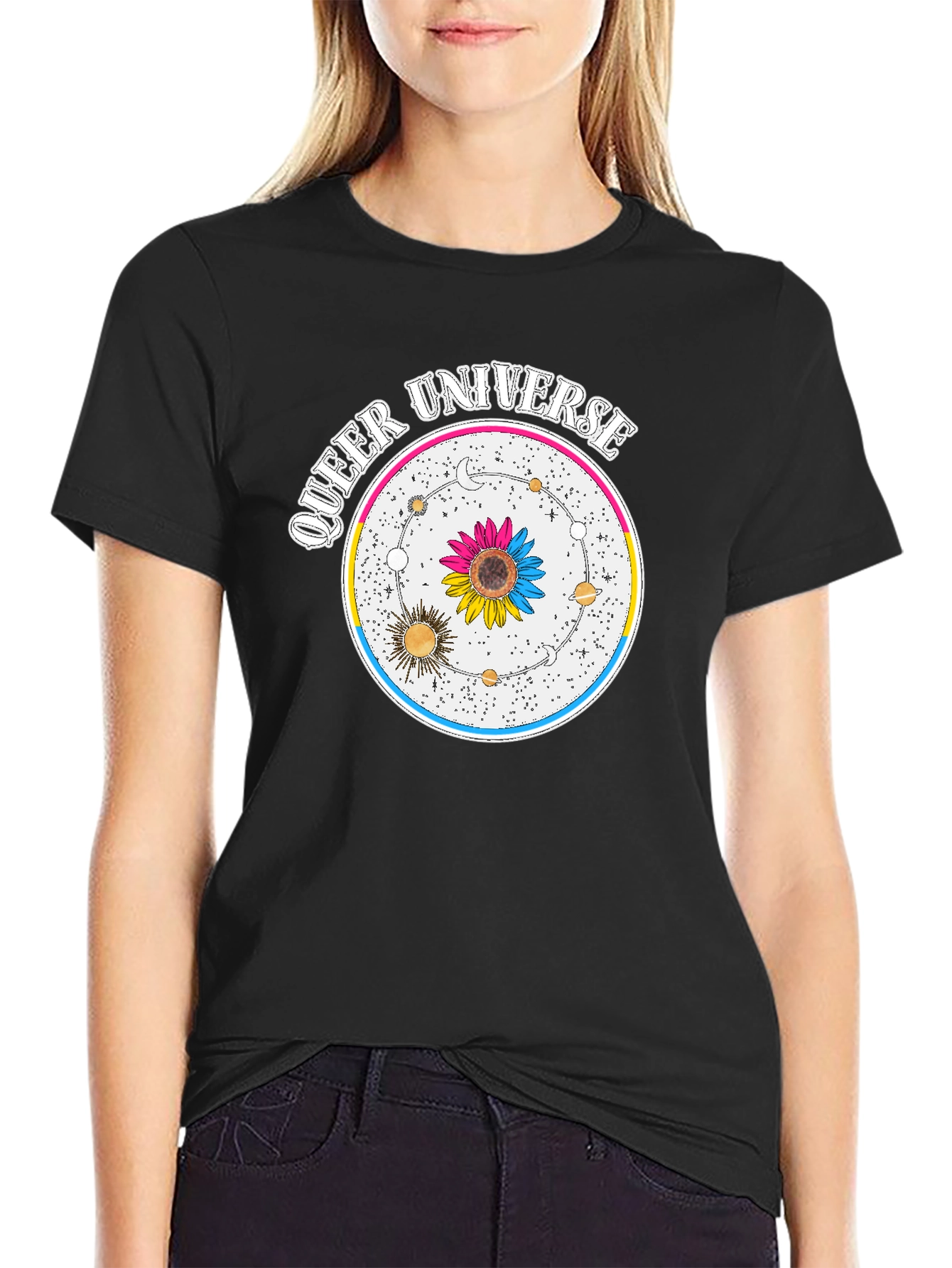 Queer Universe Black T-Shirt Pansexual Pride