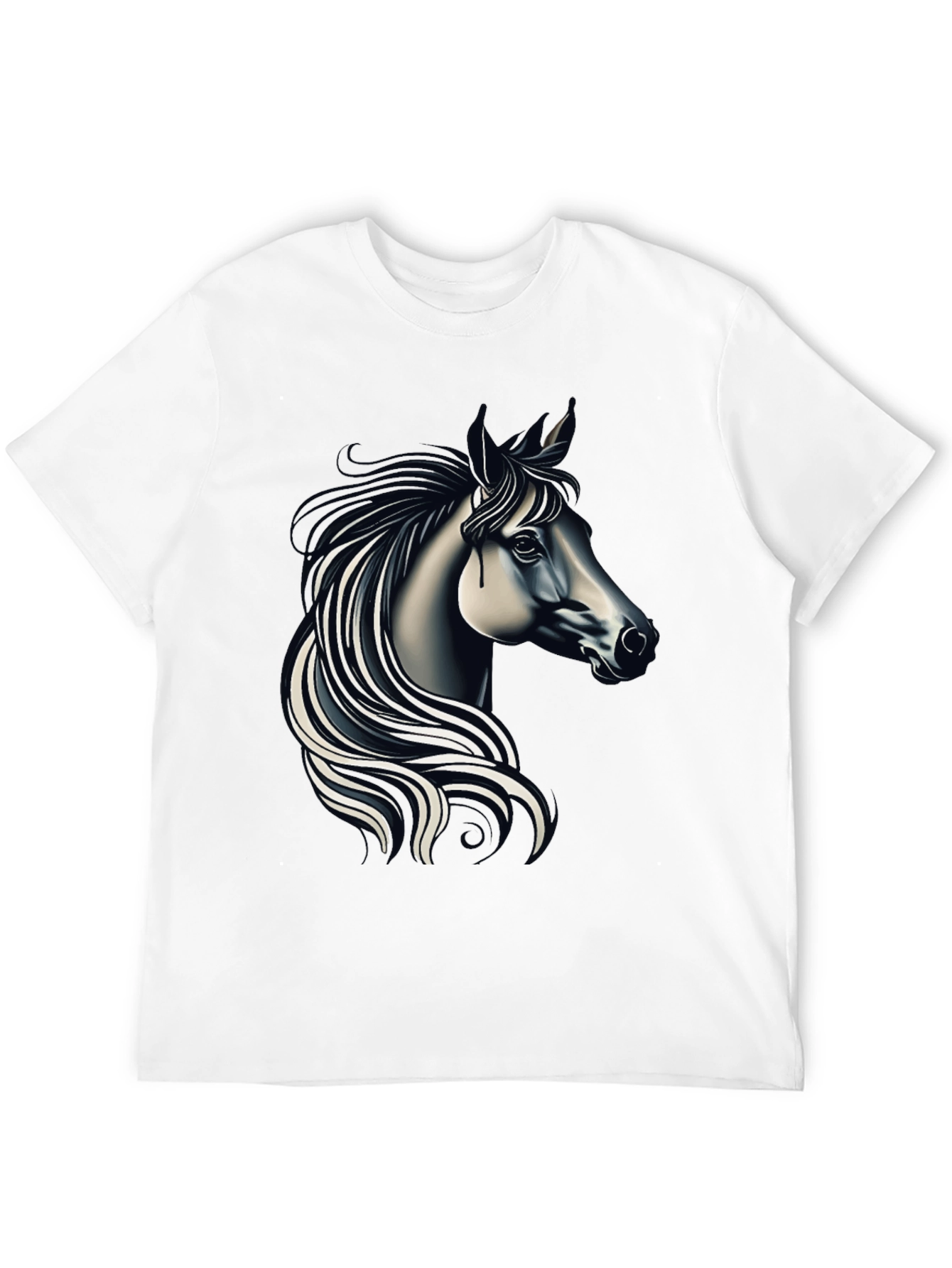 Black T-shirt with Elegant Horse Design
