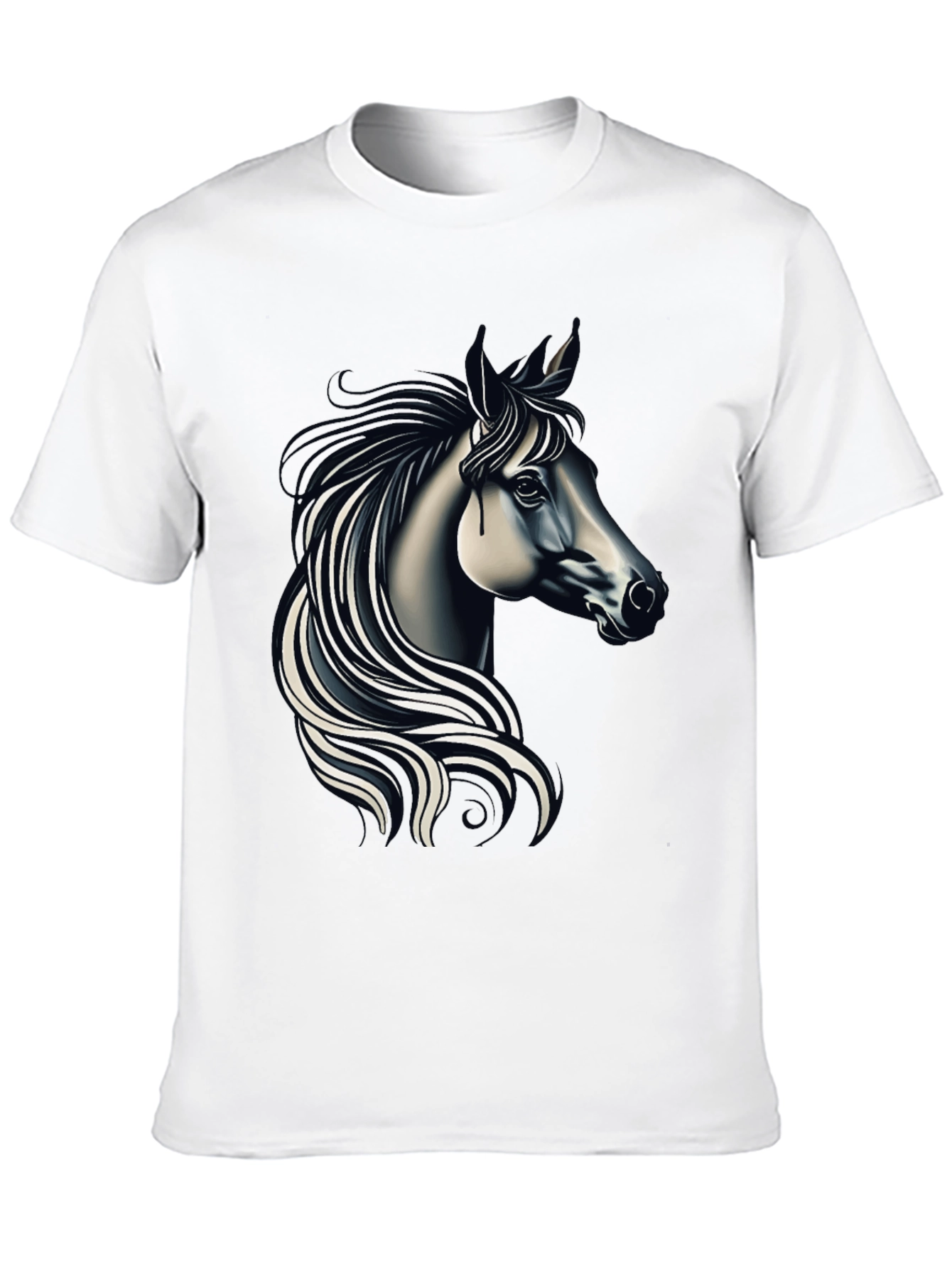 Black T-shirt with Elegant Horse Design
