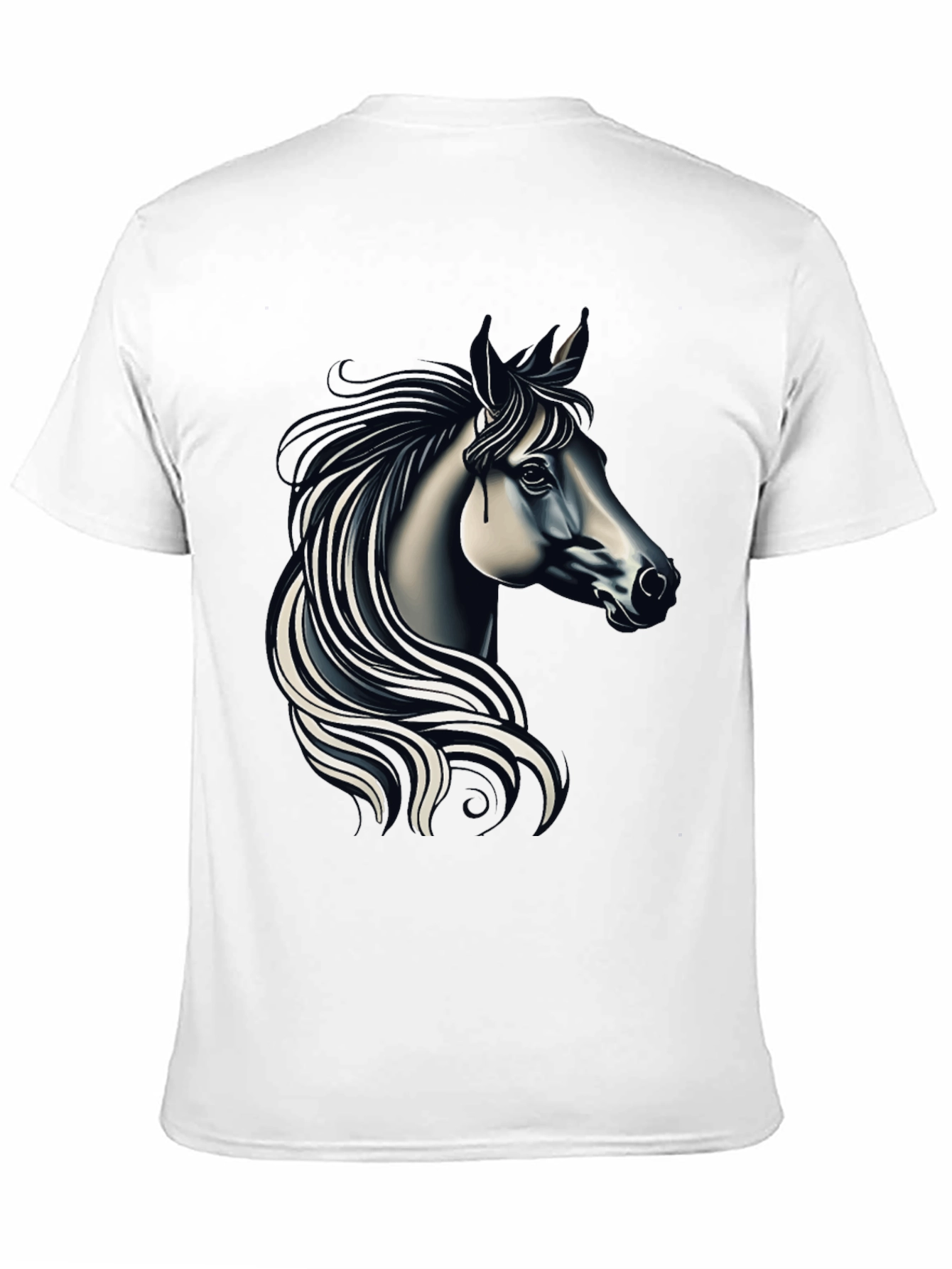 Black T-shirt with Elegant Horse Design