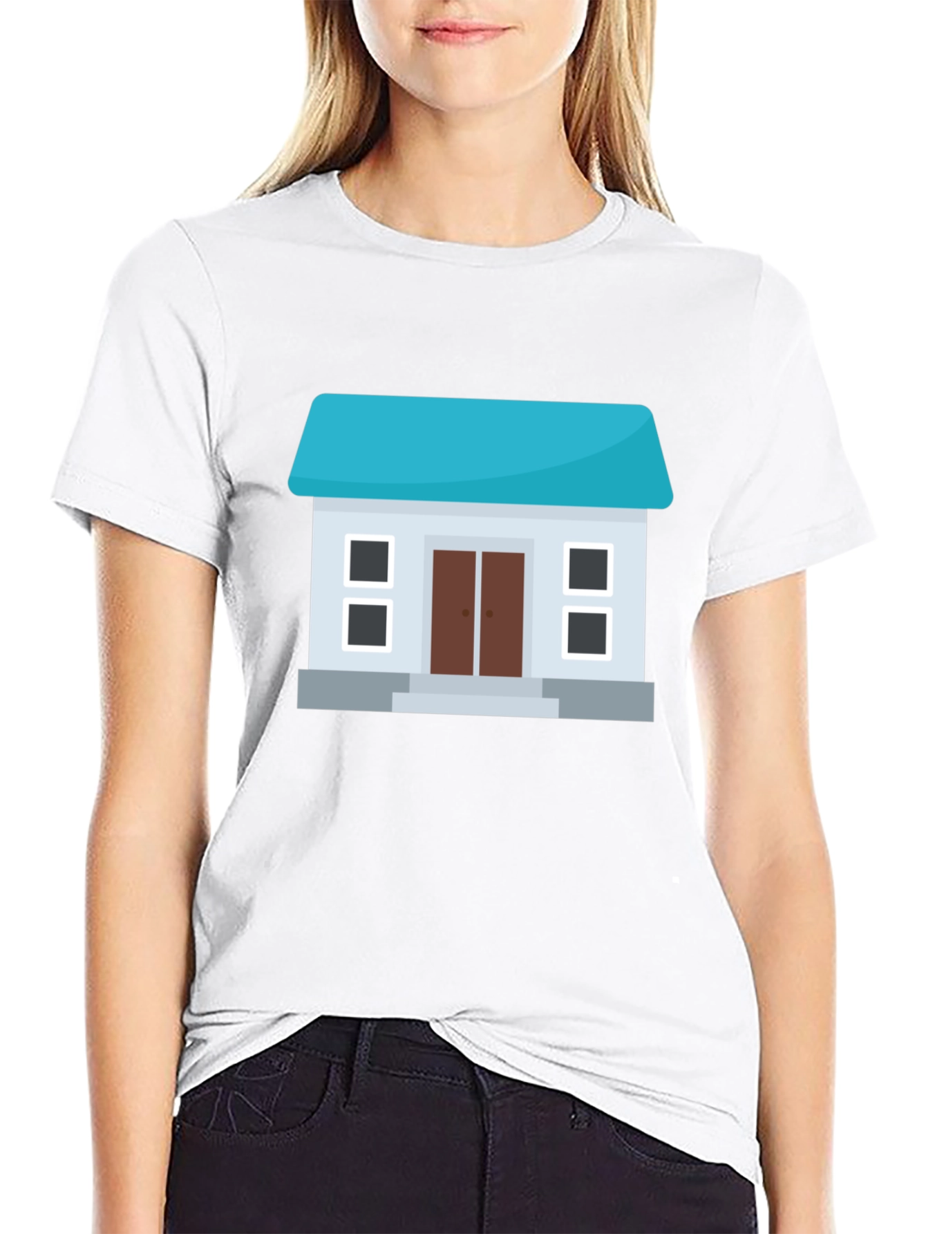 House Graphic Tee - Black Cotton Blend Casual Wear