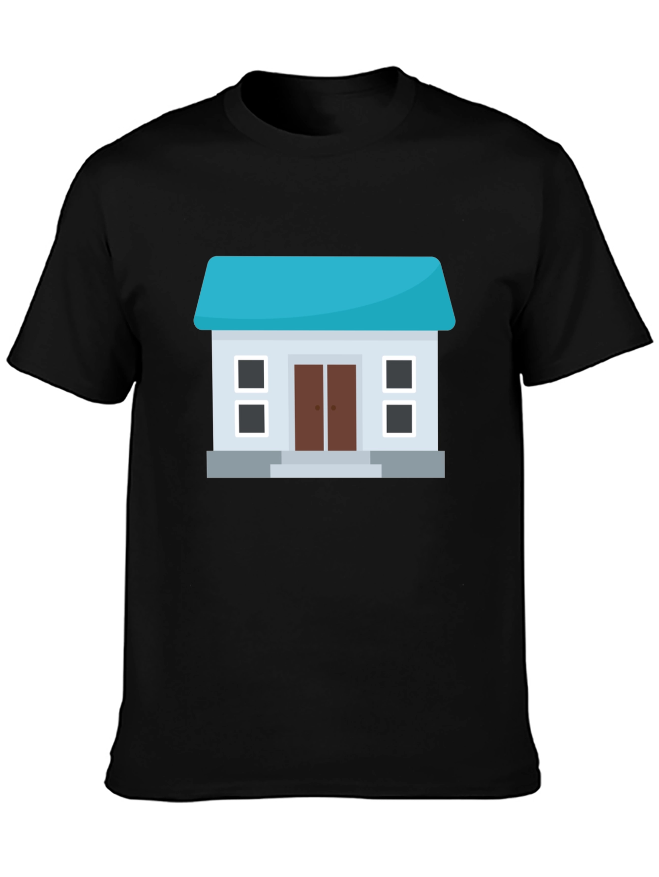 House Graphic Tee - Black Cotton Blend Casual Wear