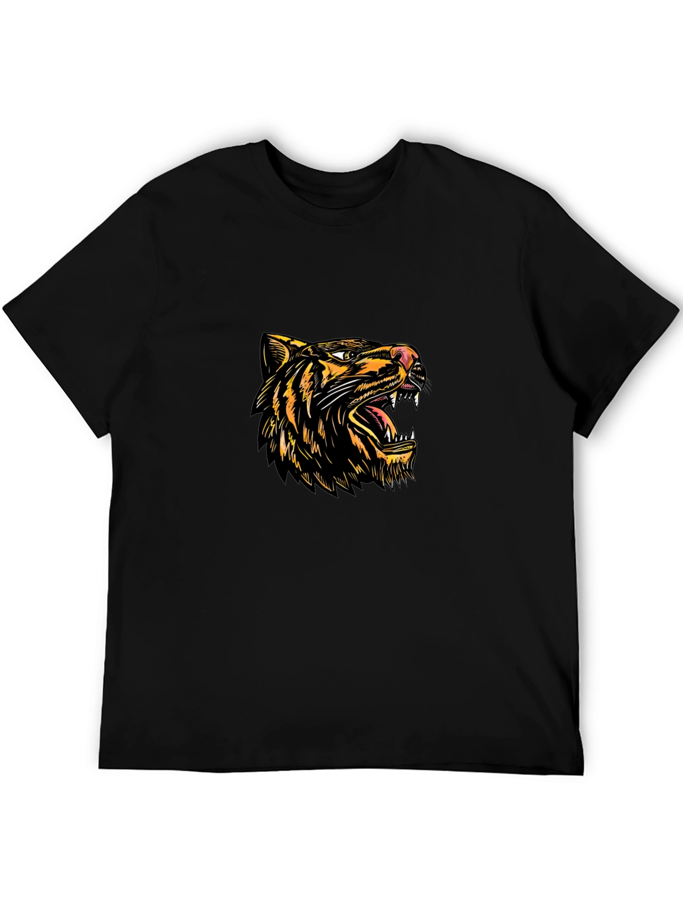 Tiger Graphic Black T-Shirt - Bold Animal Print Tee