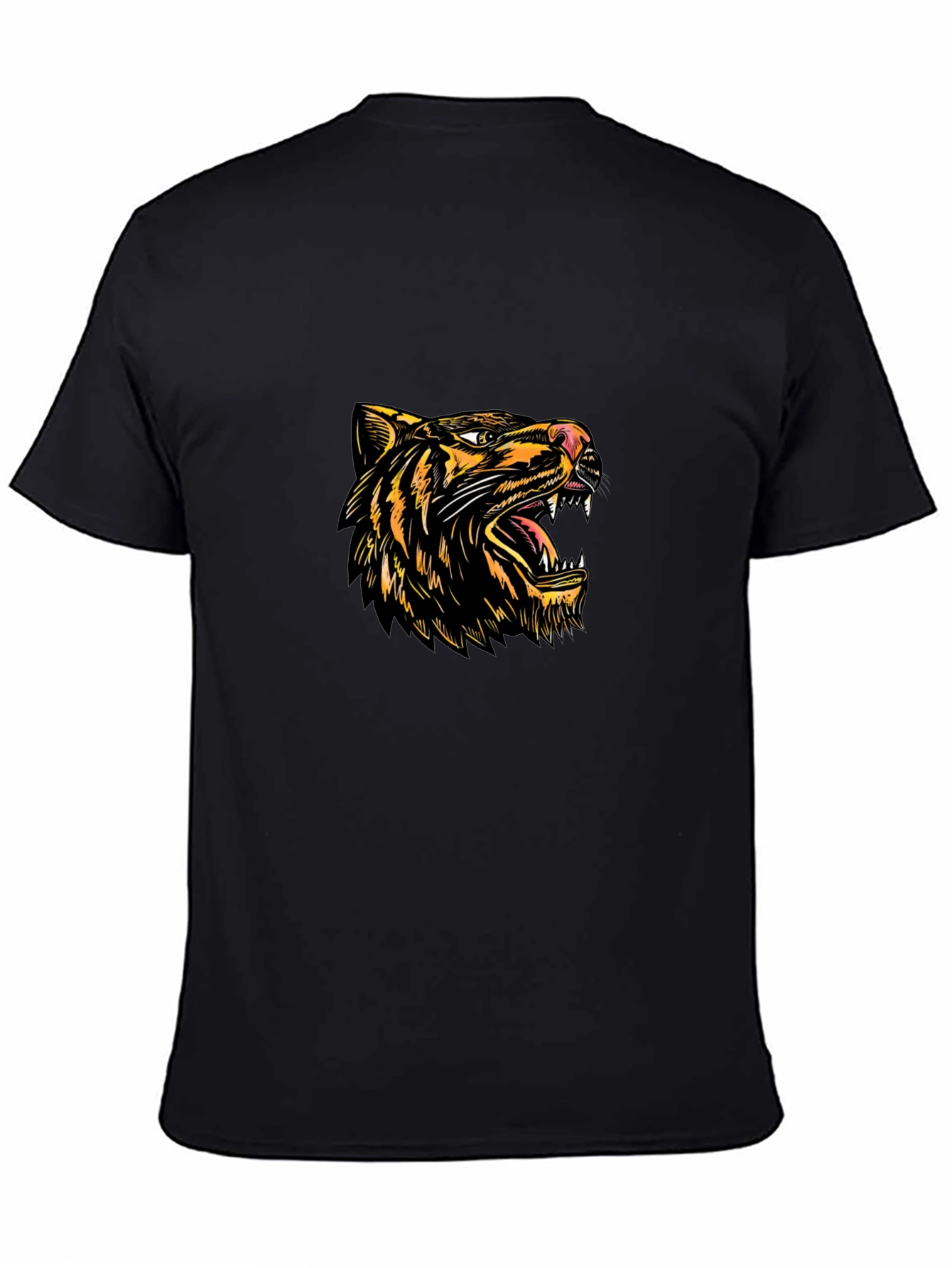 Tiger Graphic Black T-Shirt - Bold Animal Print Tee