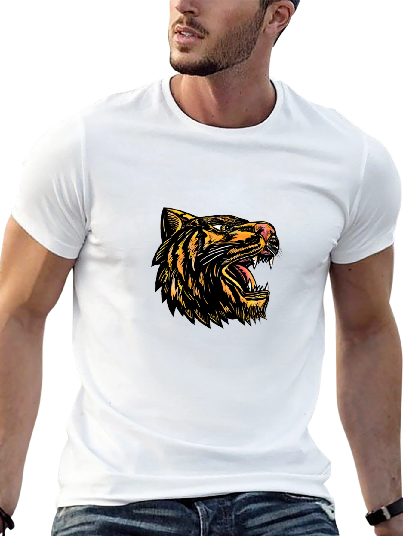Tiger Graphic Black T-Shirt - Bold Animal Print Tee