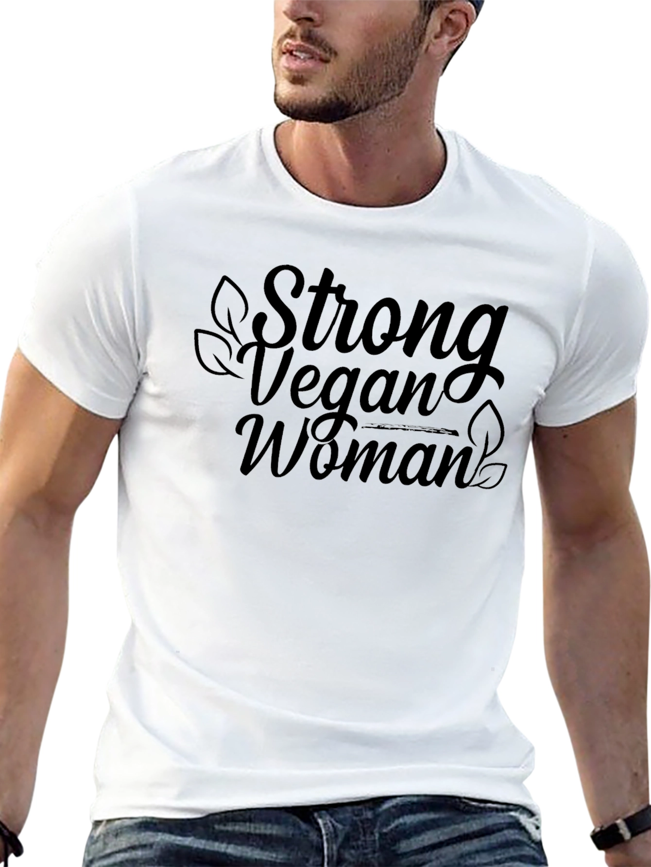 Strong Vegan Woman Black T-Shirt