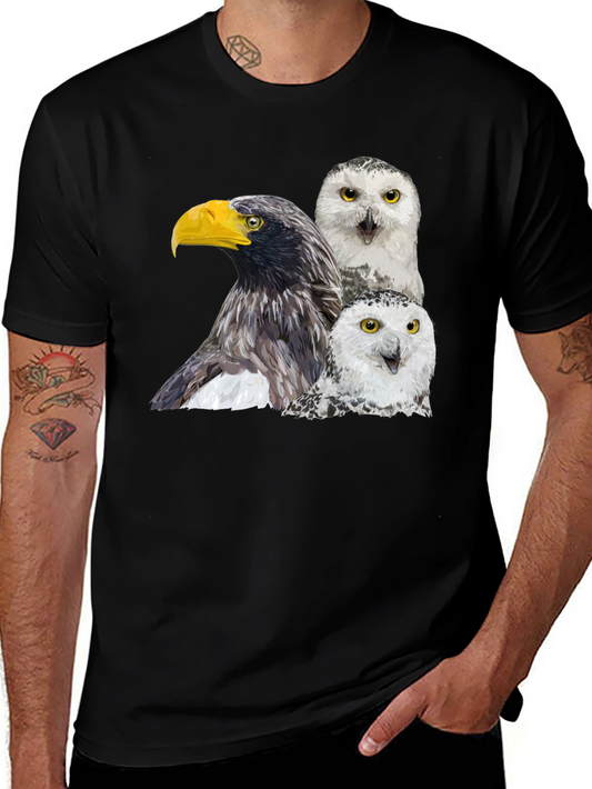 Eagle and Owl Graphic Tee - Bird Lovers Black T-Shirt