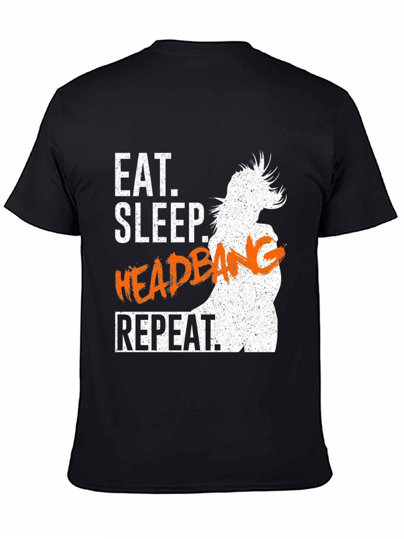 Eat Sleep Headbang Repeat Black Graphic T-Shirt