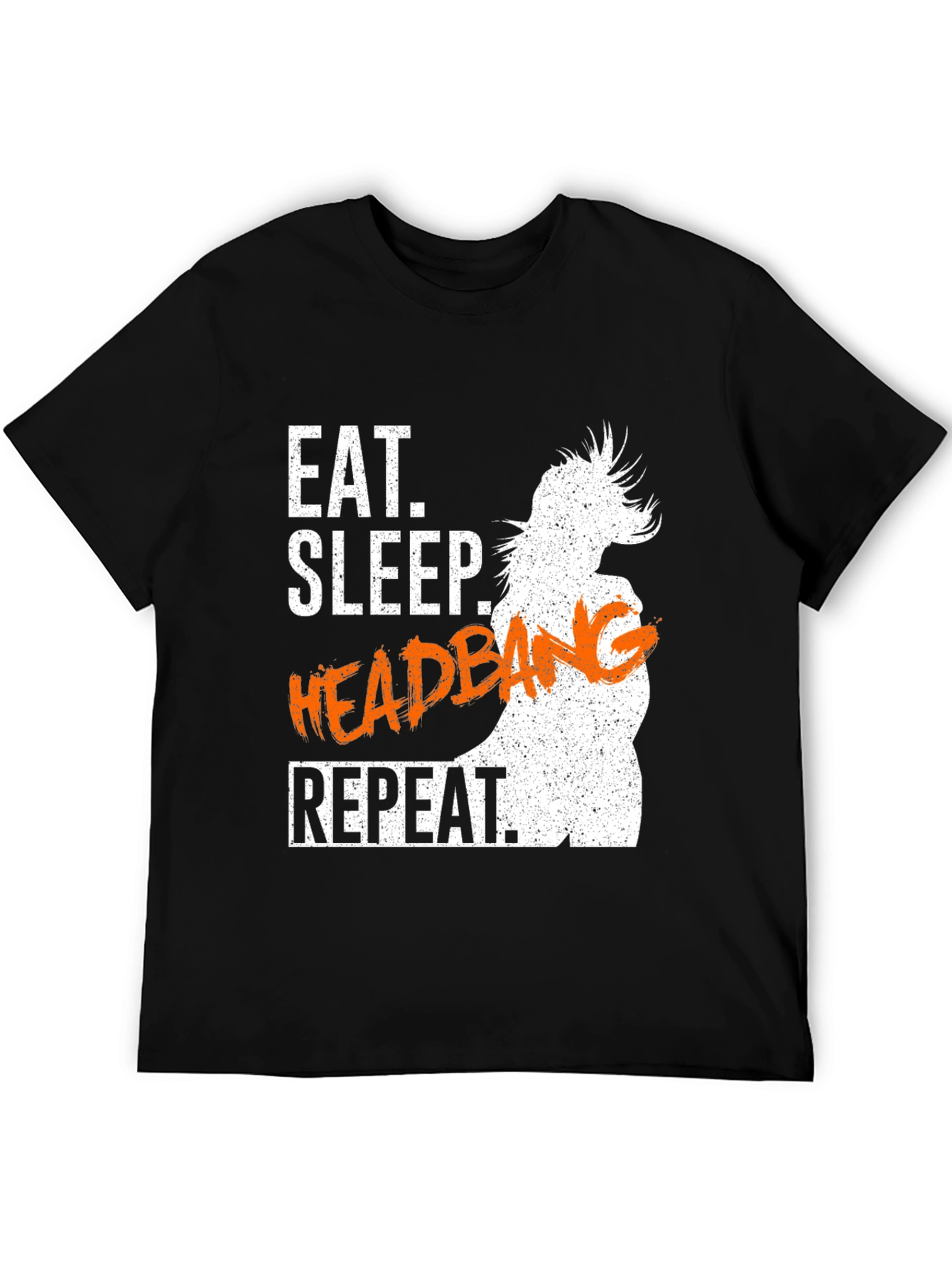 Eat Sleep Headbang Repeat Black Graphic T-Shirt