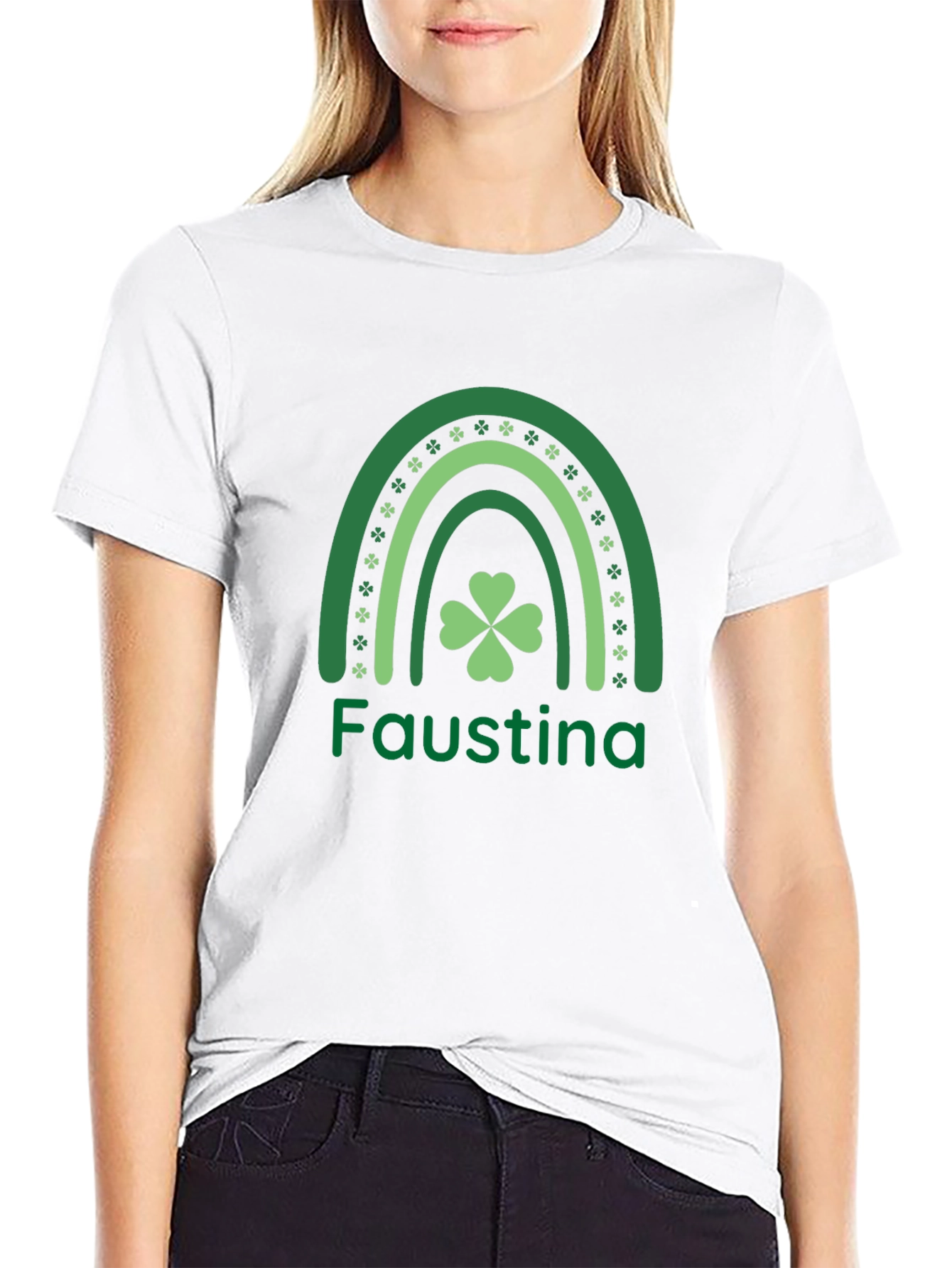 Faustina Shamrock Rainbow St. Patricks Day T-Shirt