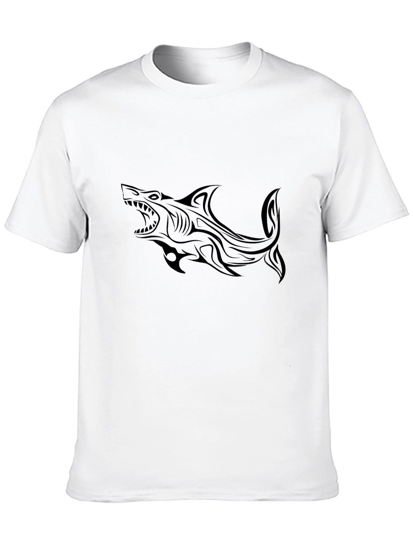 Tribal Shark Graphic Black Tee