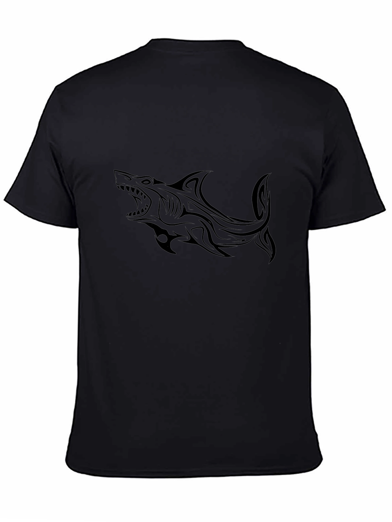 Tribal Shark Graphic Black Tee