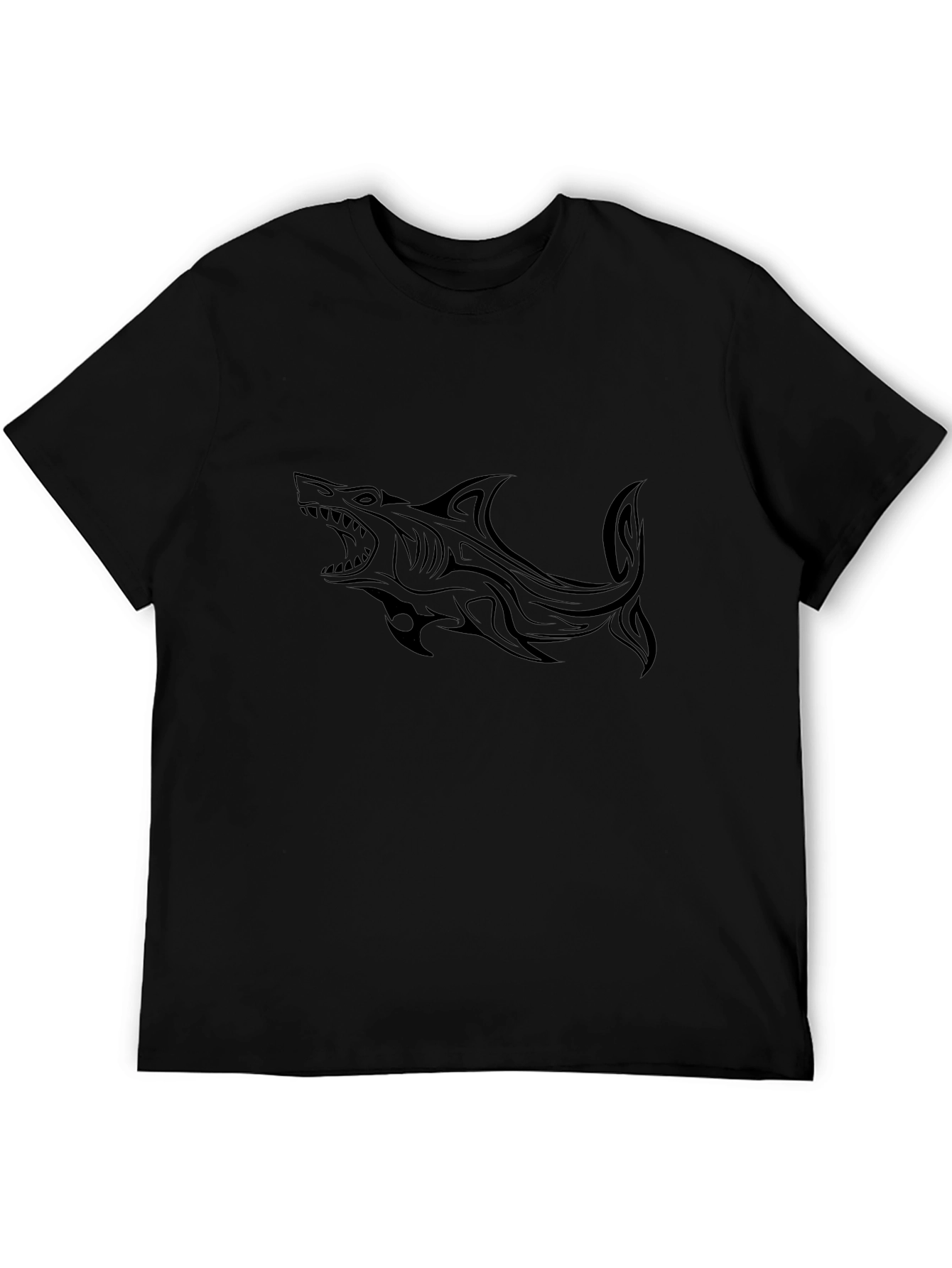 Tribal Shark Graphic Black Tee