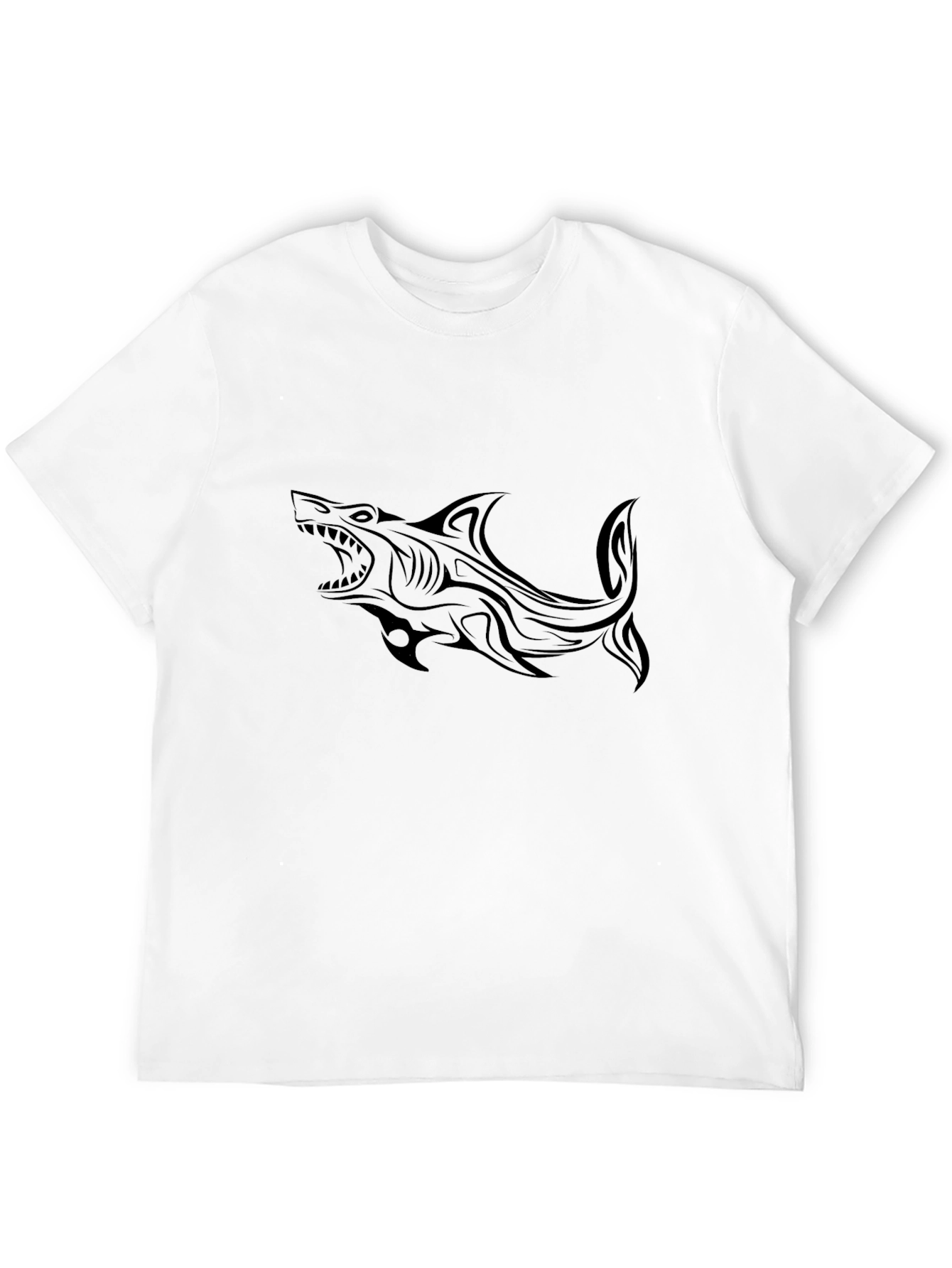 Tribal Shark Graphic Black Tee