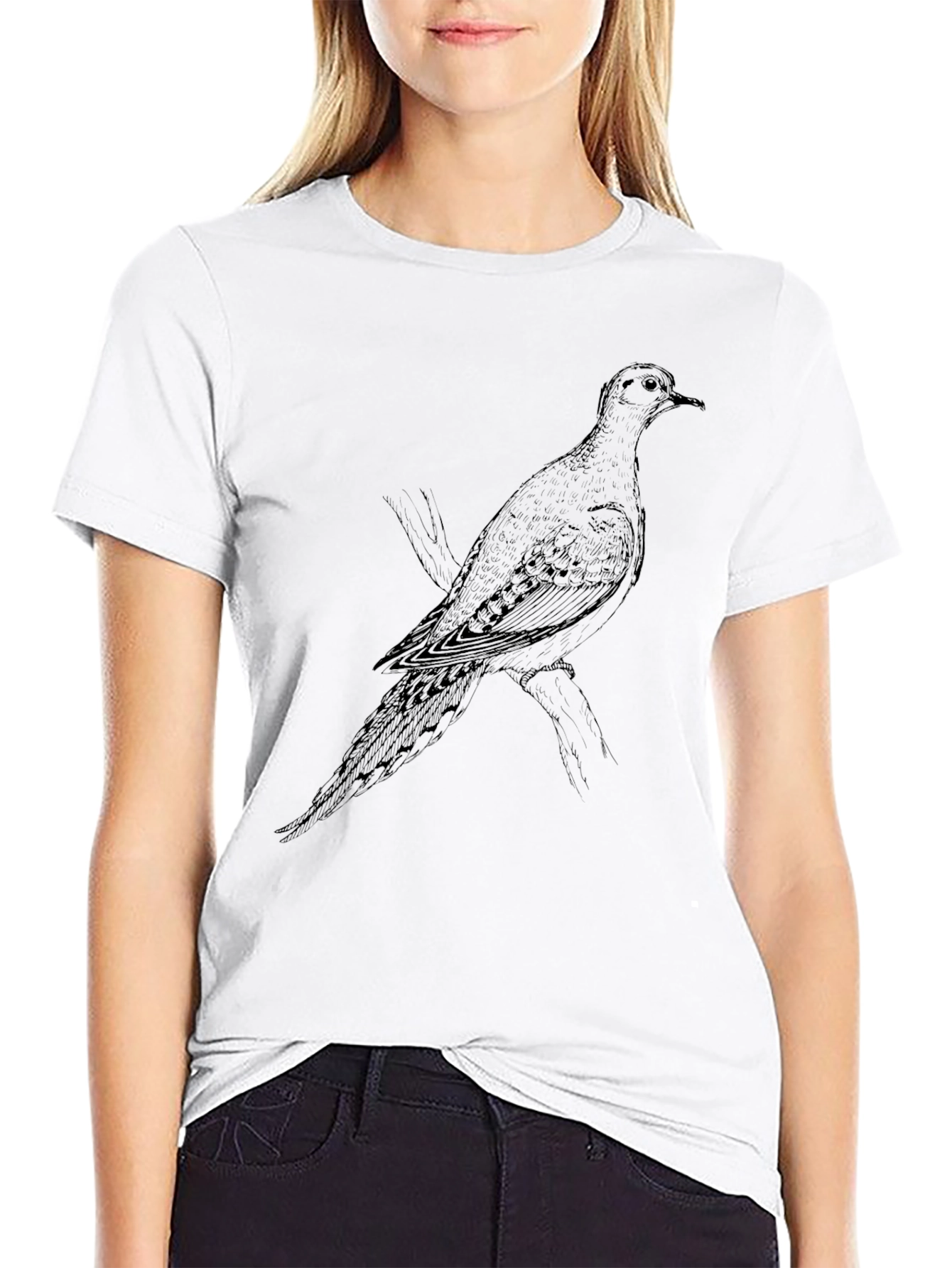 Dove Graphic Print T-Shirt - Black