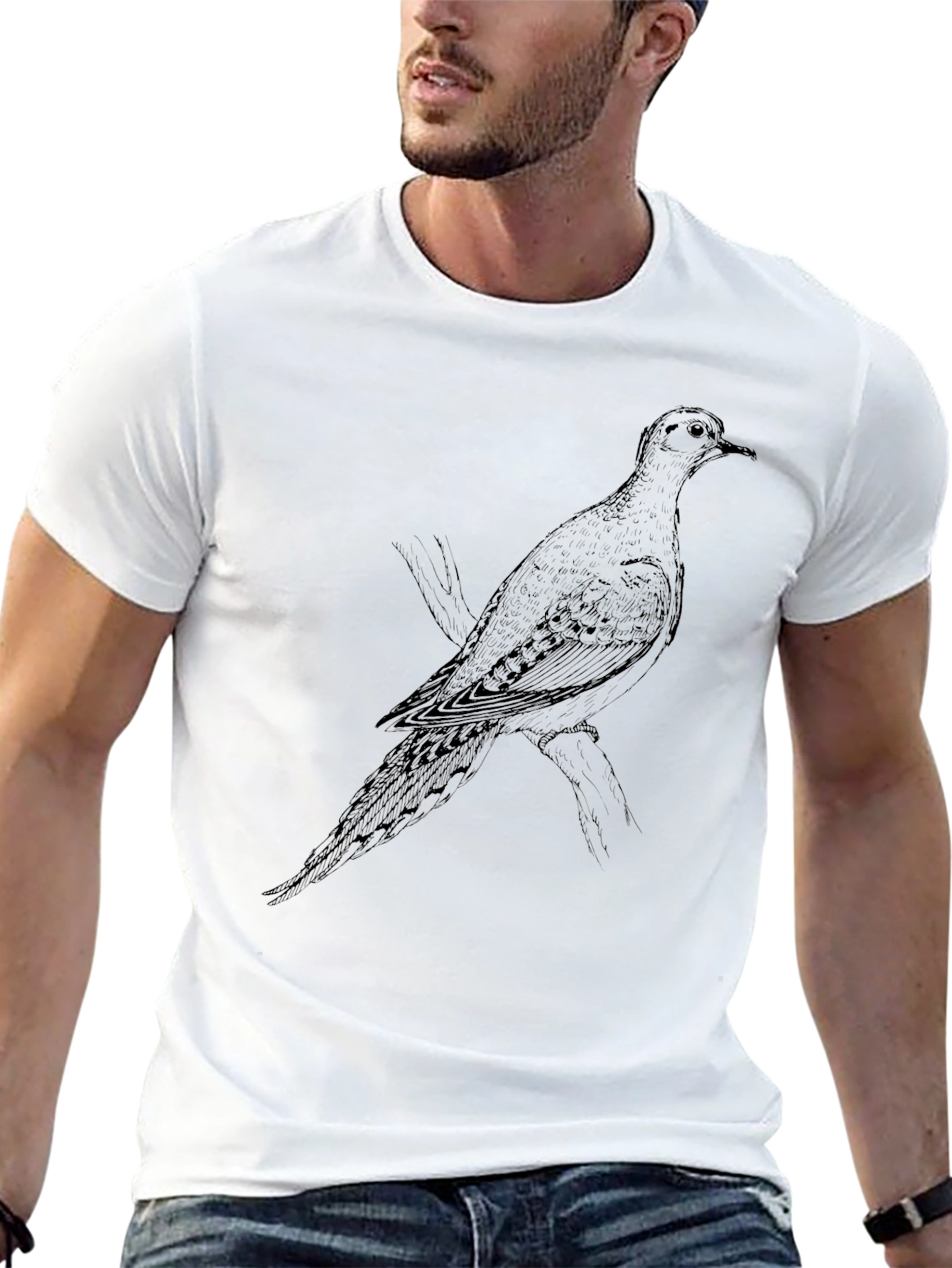 Dove Graphic Print T-Shirt - Black