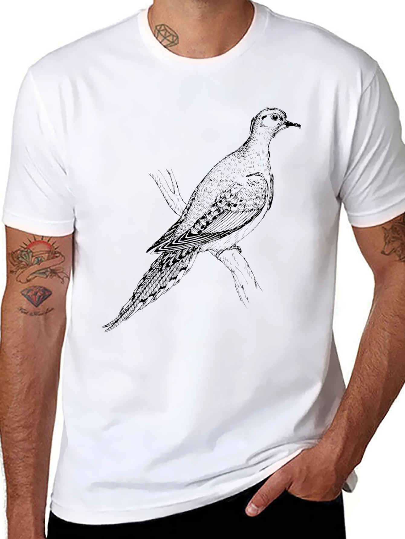 Dove Graphic Print T-Shirt - Black