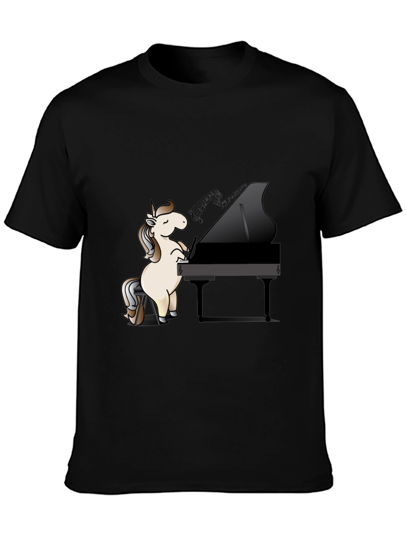 Unicorn Pianist Black T-Shirt