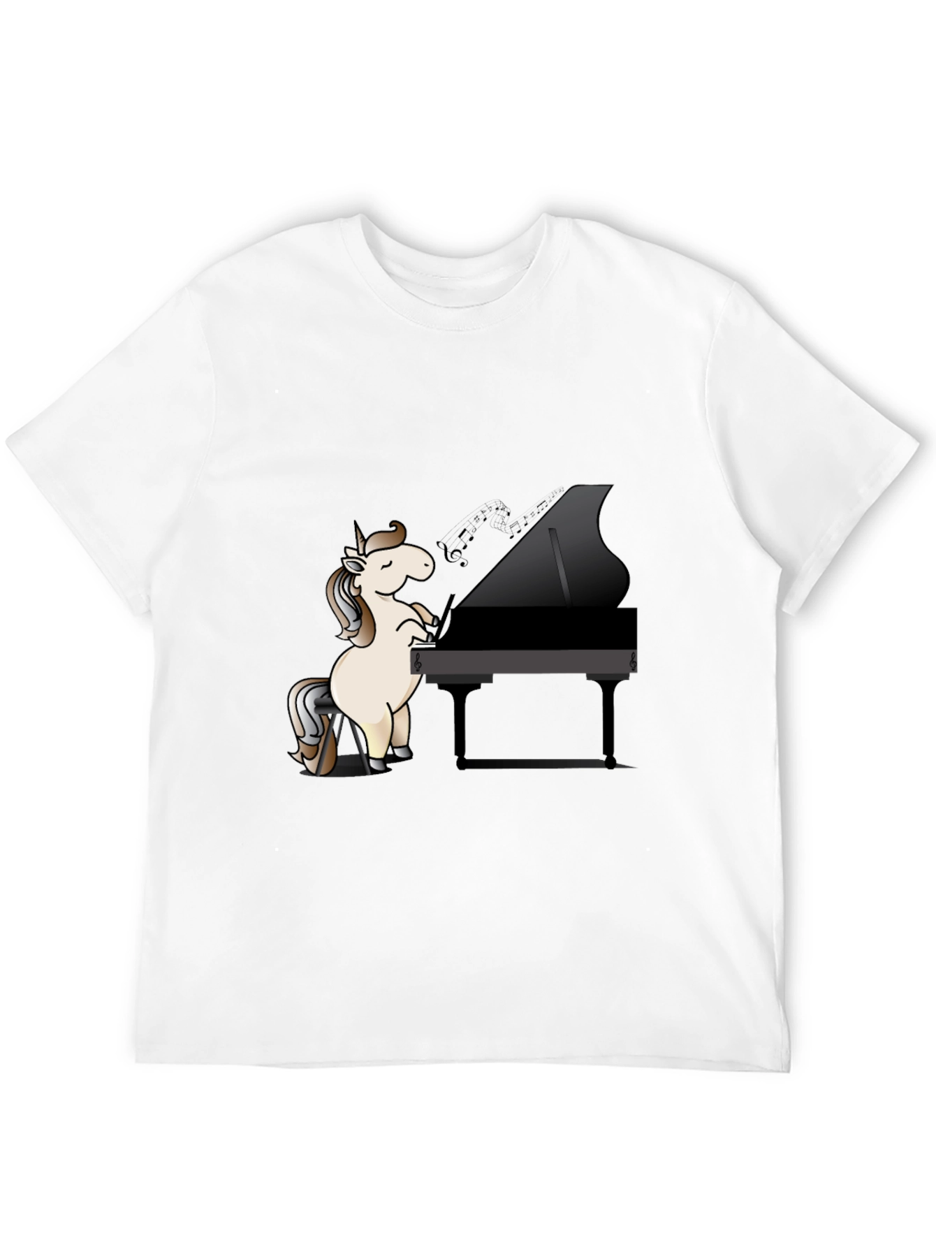 Unicorn Pianist Black T-Shirt