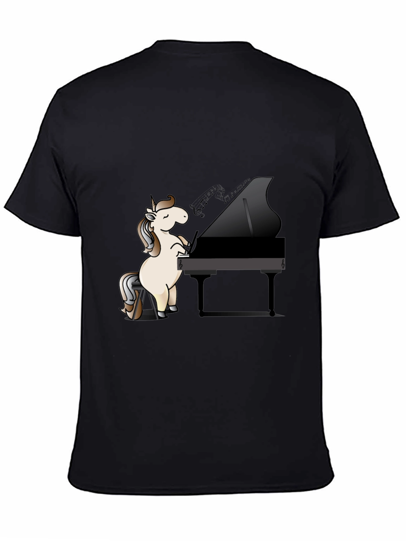 Unicorn Pianist Black T-Shirt