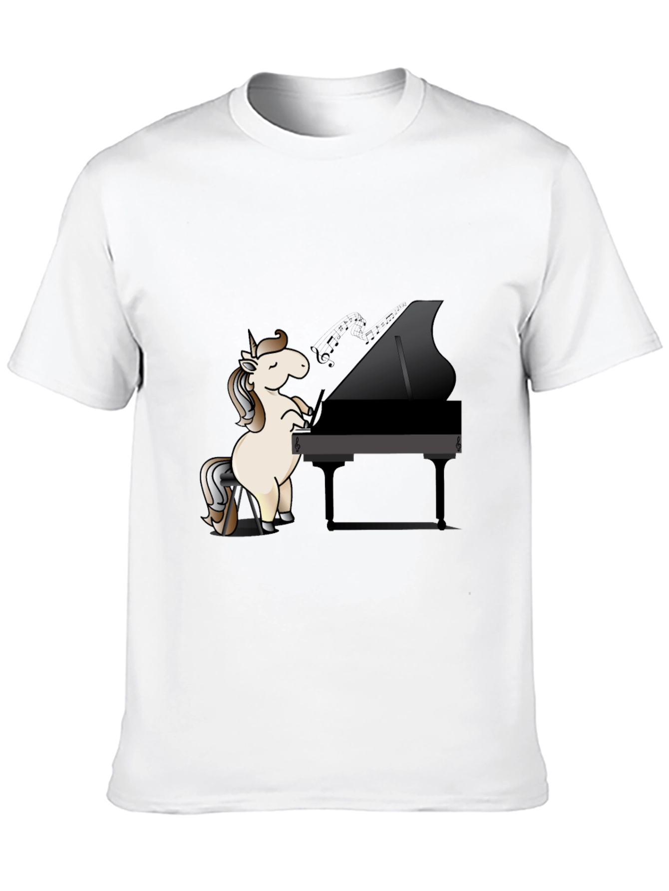 Unicorn Pianist Black T-Shirt