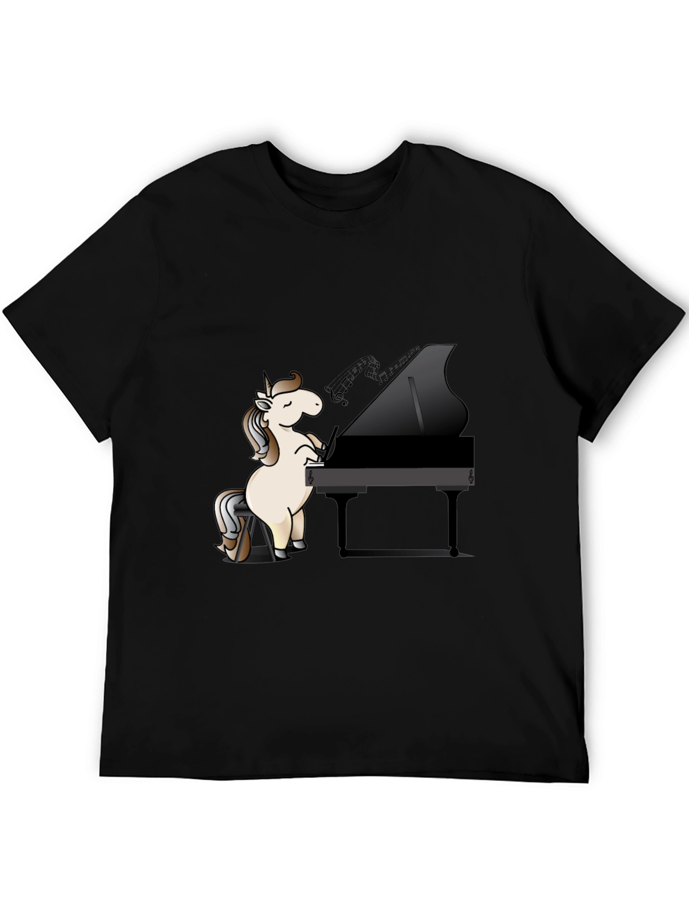 Unicorn Pianist Black T-Shirt