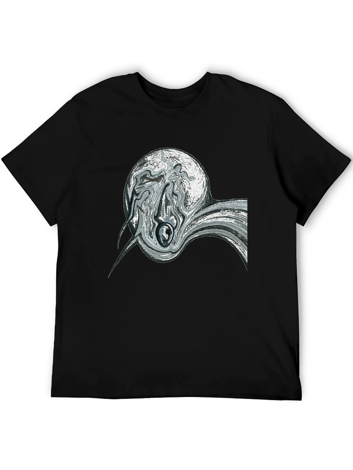 Abstract Swirl Graphic Black Tee