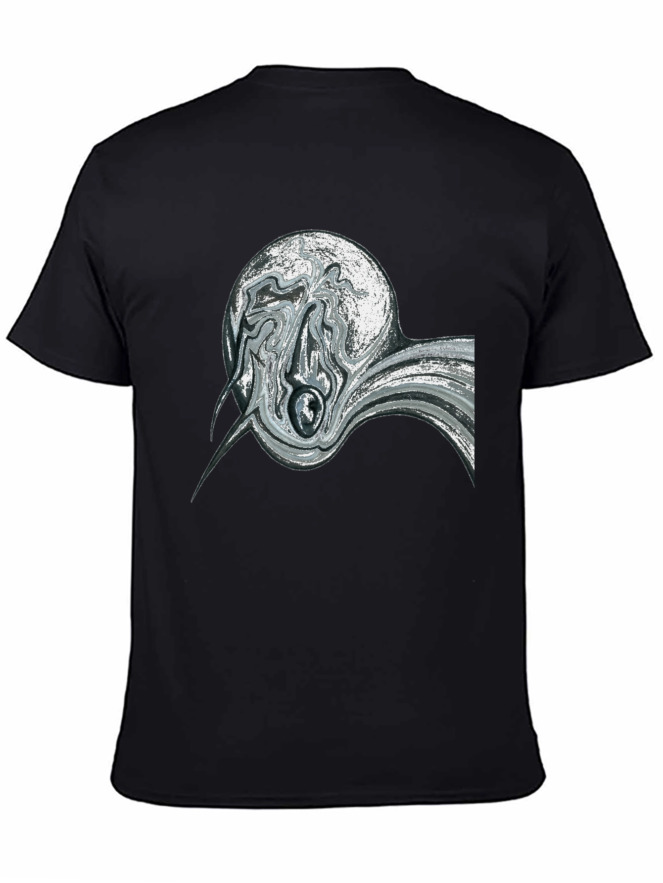 Abstract Swirl Graphic Black Tee