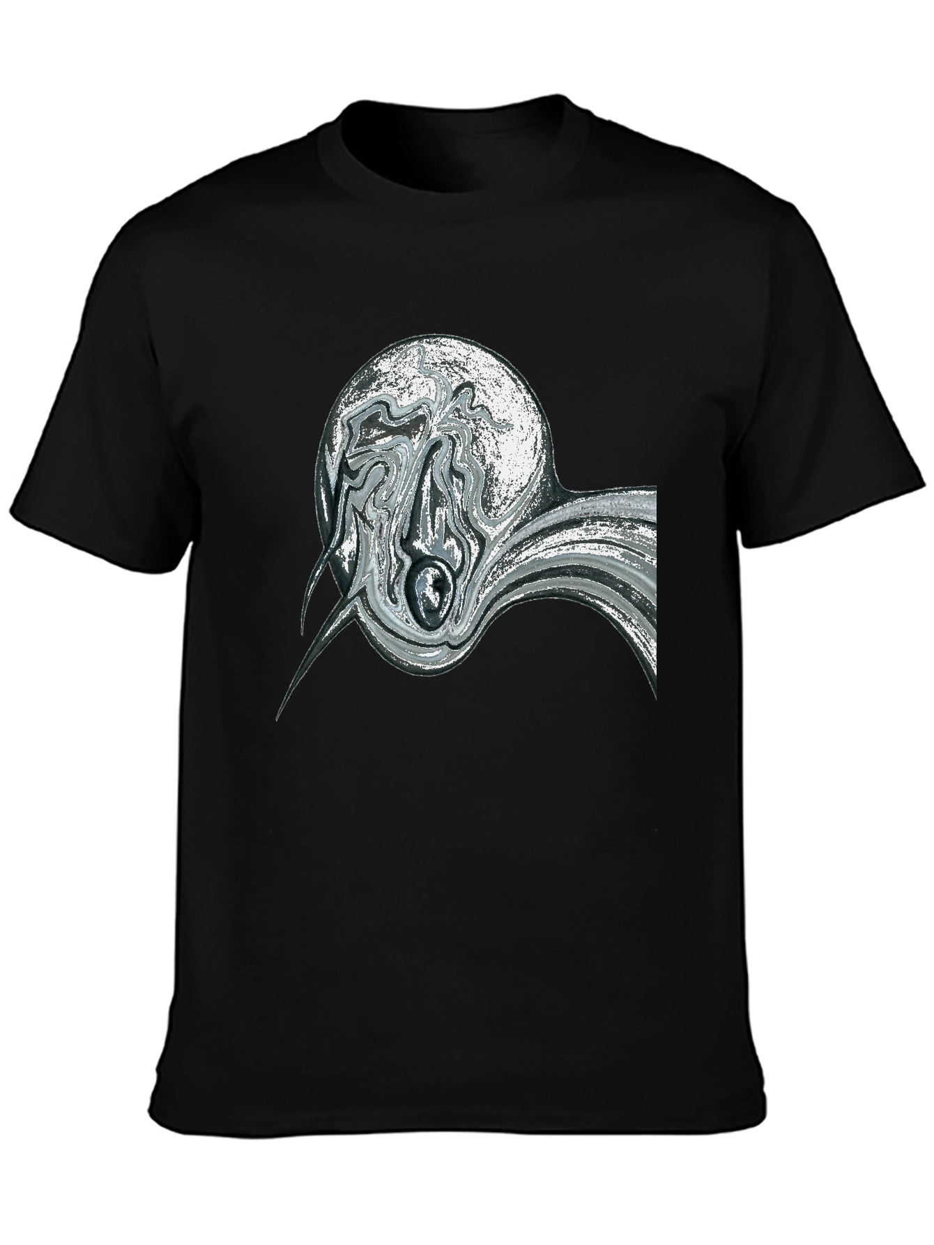 Abstract Swirl Graphic Black Tee