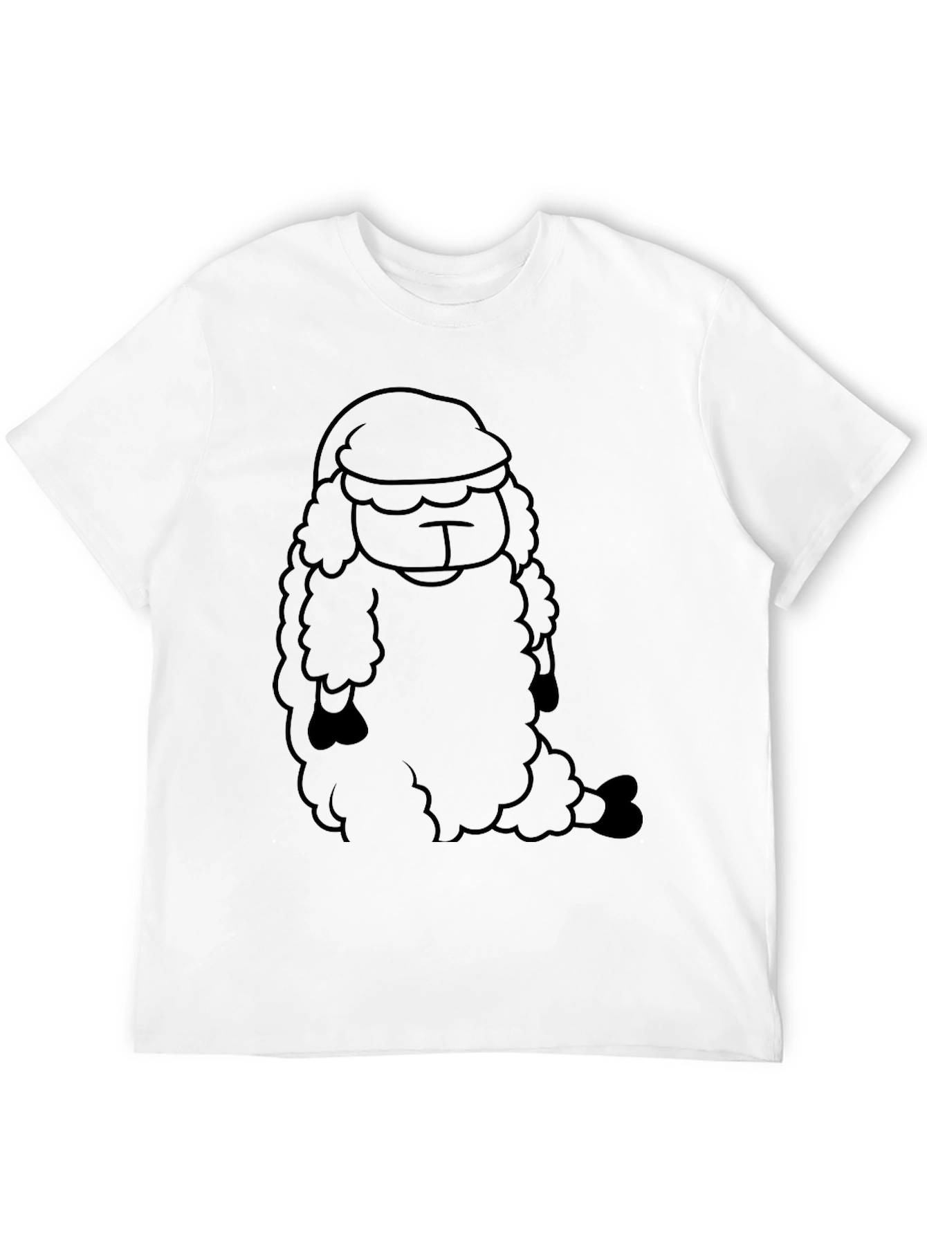 Funny Sheep in Hat Black T-Shirt