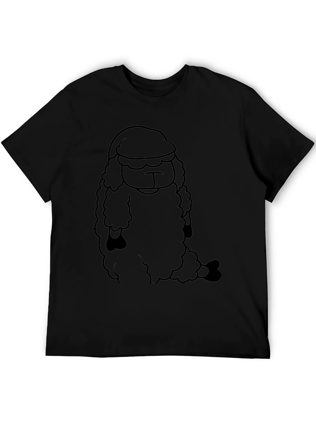 Funny Sheep in Hat Black T-Shirt
