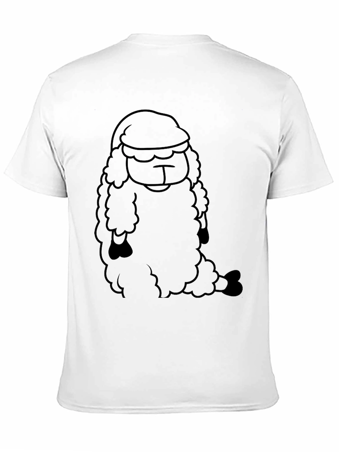 Funny Sheep in Hat Black T-Shirt