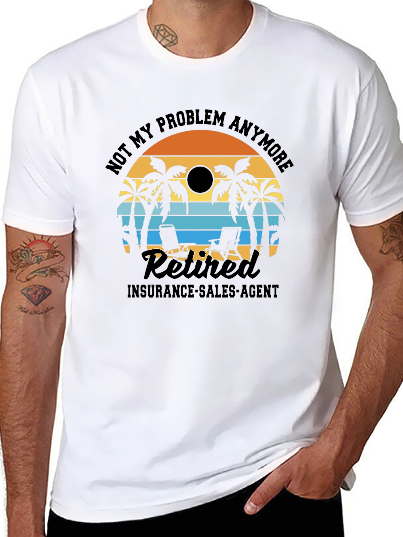 Retired Insurance Agent T-Shirt Palm Tree Sunset