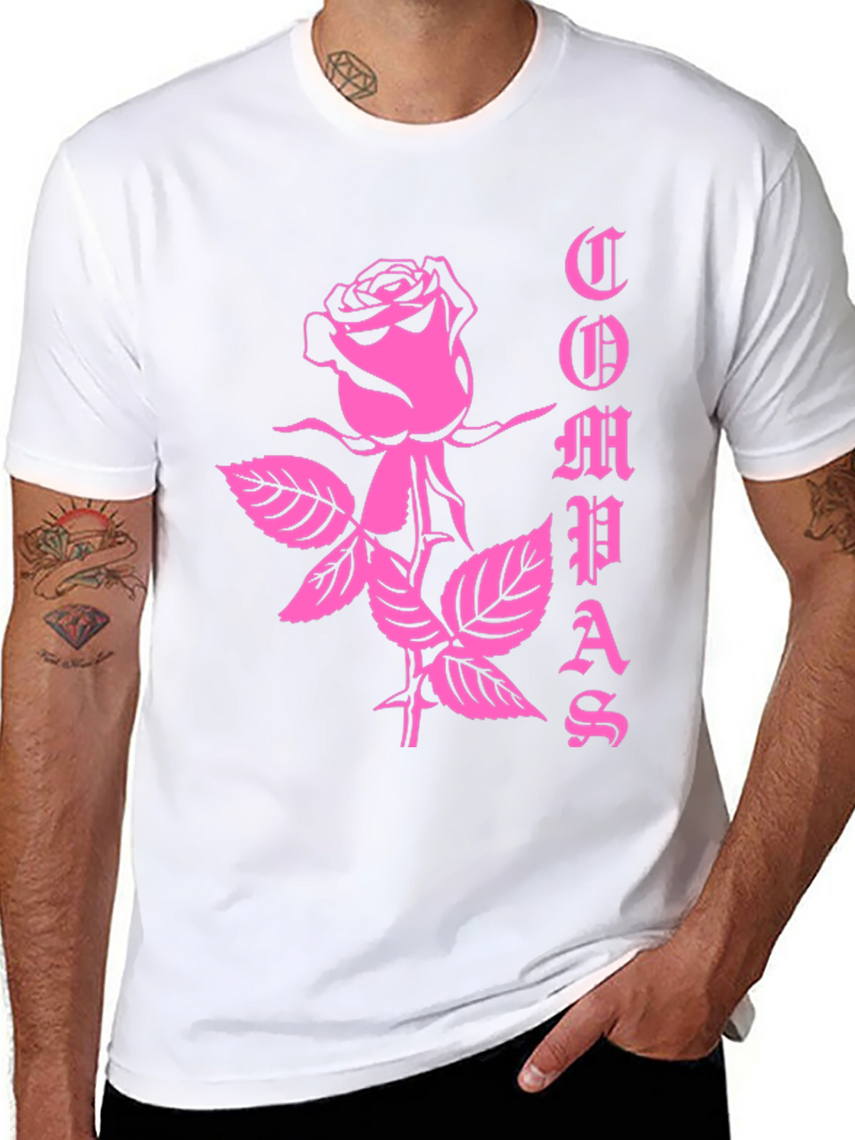 Rose Graphic Tee - Black Cotton T-Shirt