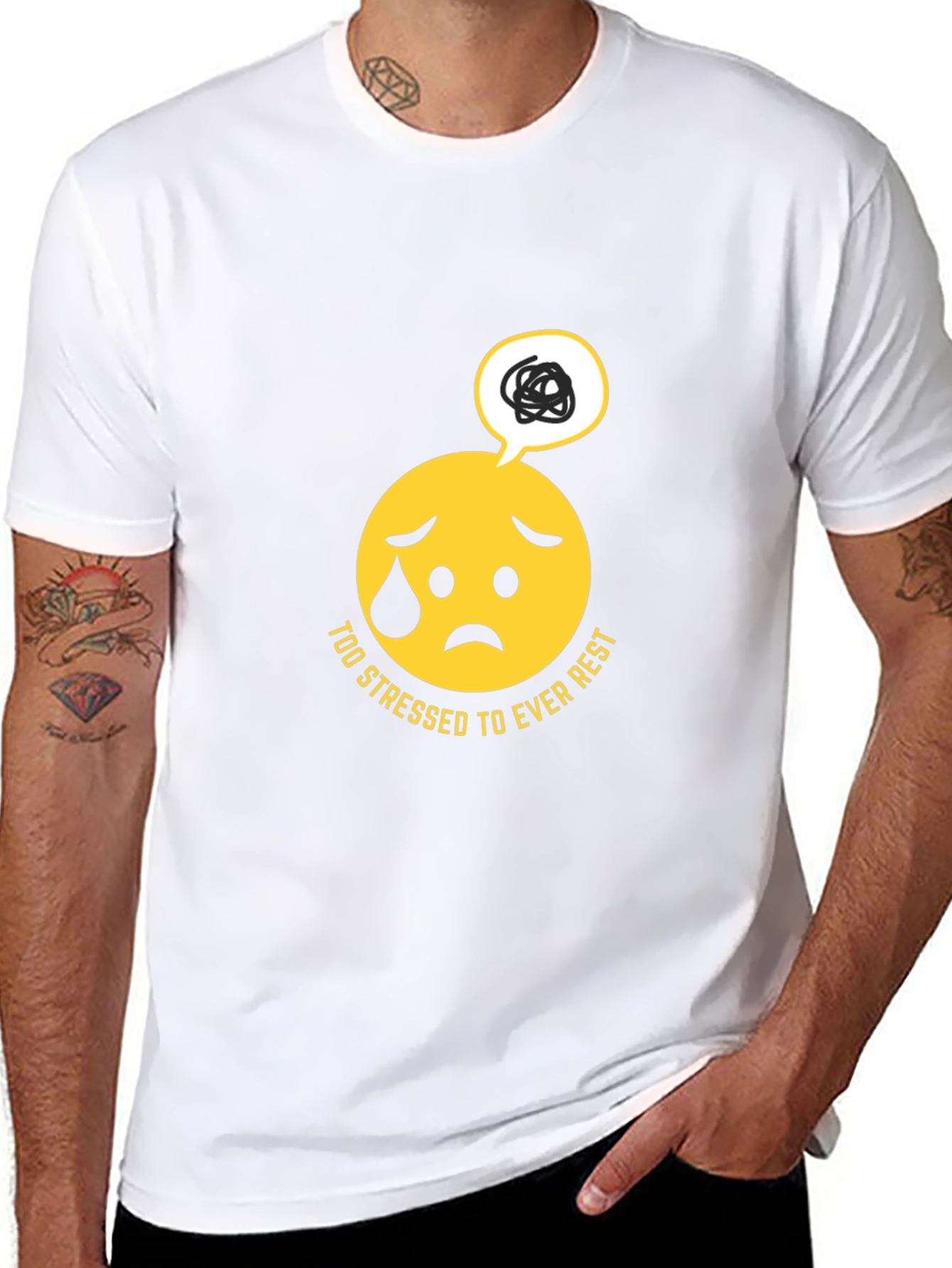 Stressed Emoji Graphic Black T-Shirt